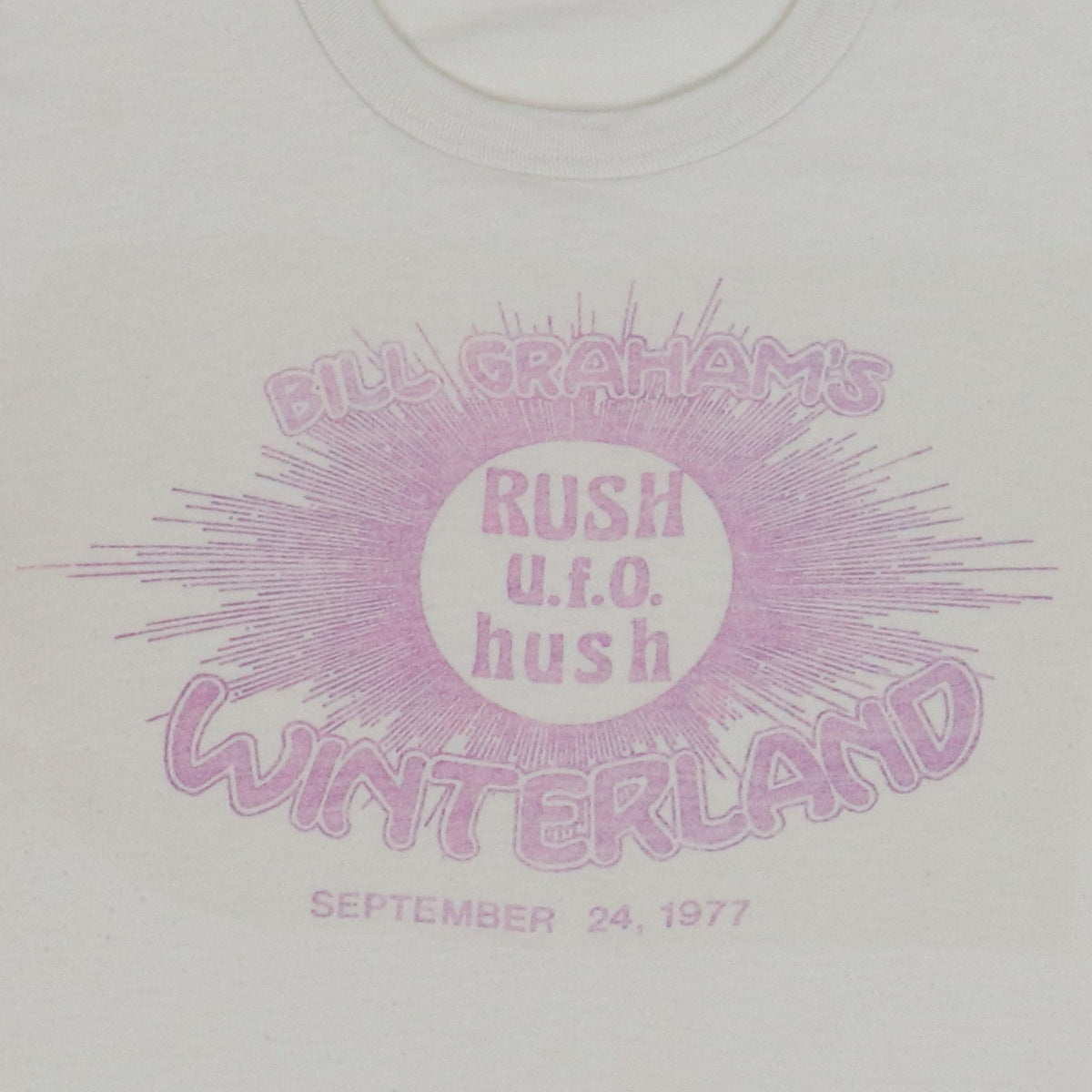 1977 Bill Graham Winterland Rush UFO Hush Concert Shirt