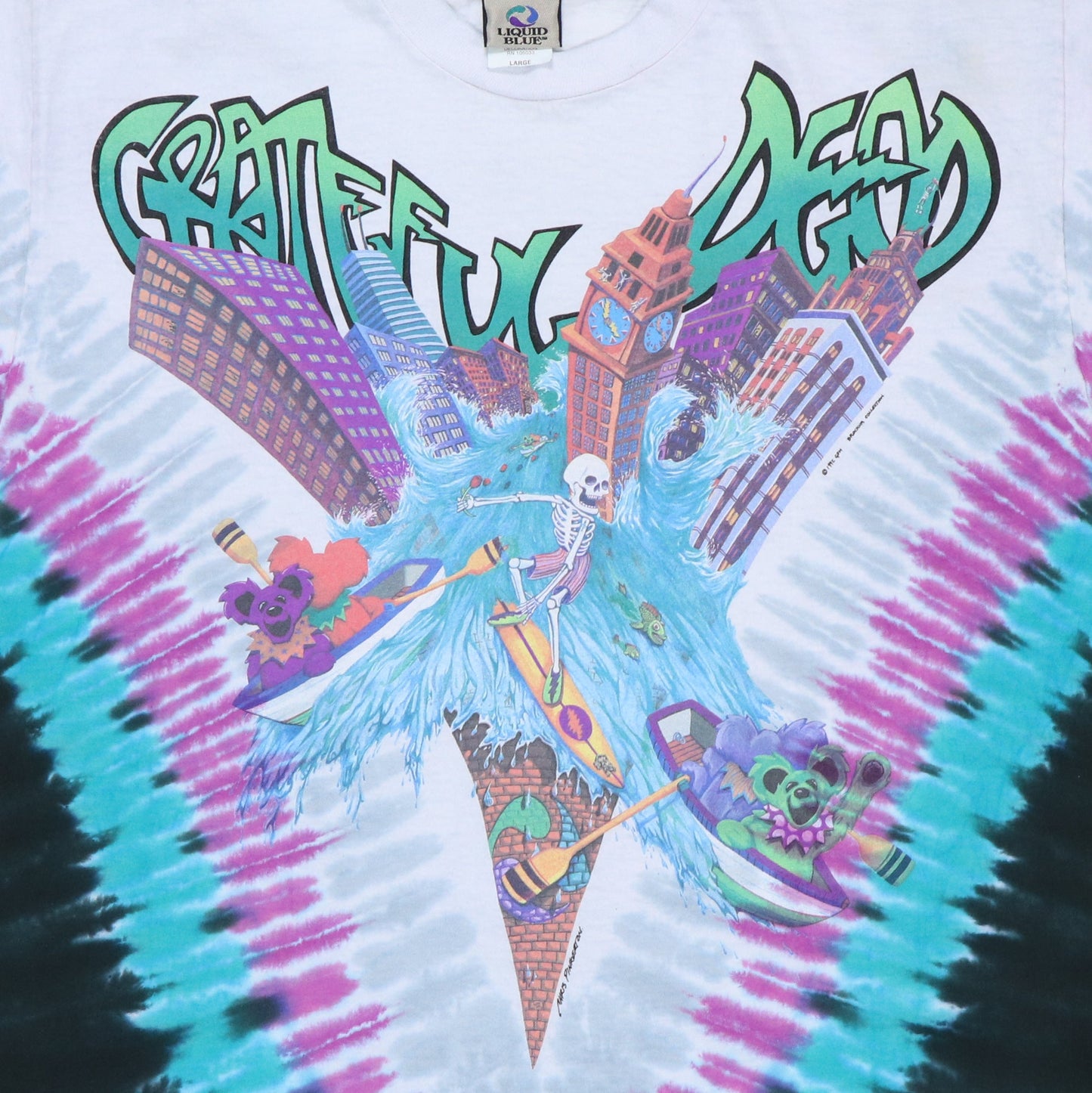 1990s Grateful Dead Liquid Blue Tie Dye Shirt