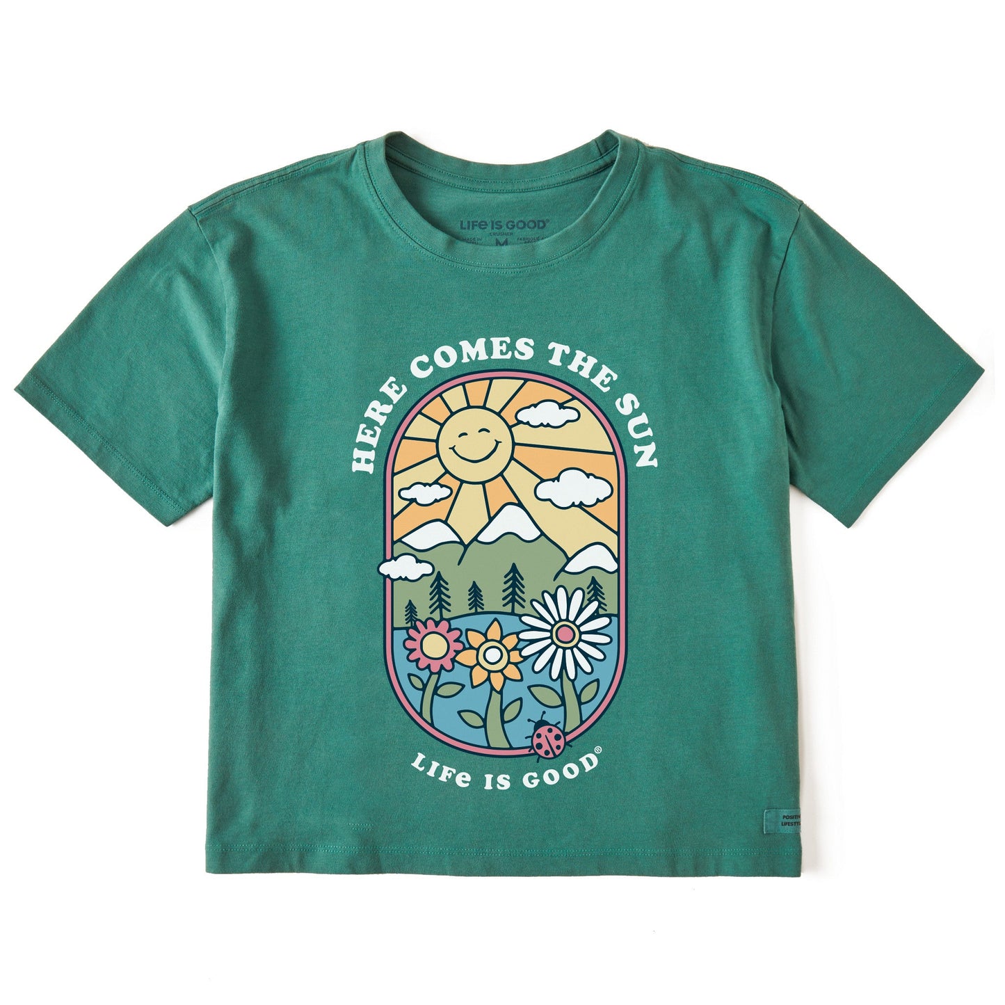 Women's Here Comes the Sun Retro Short Sleeve Crusher Boxy Tee