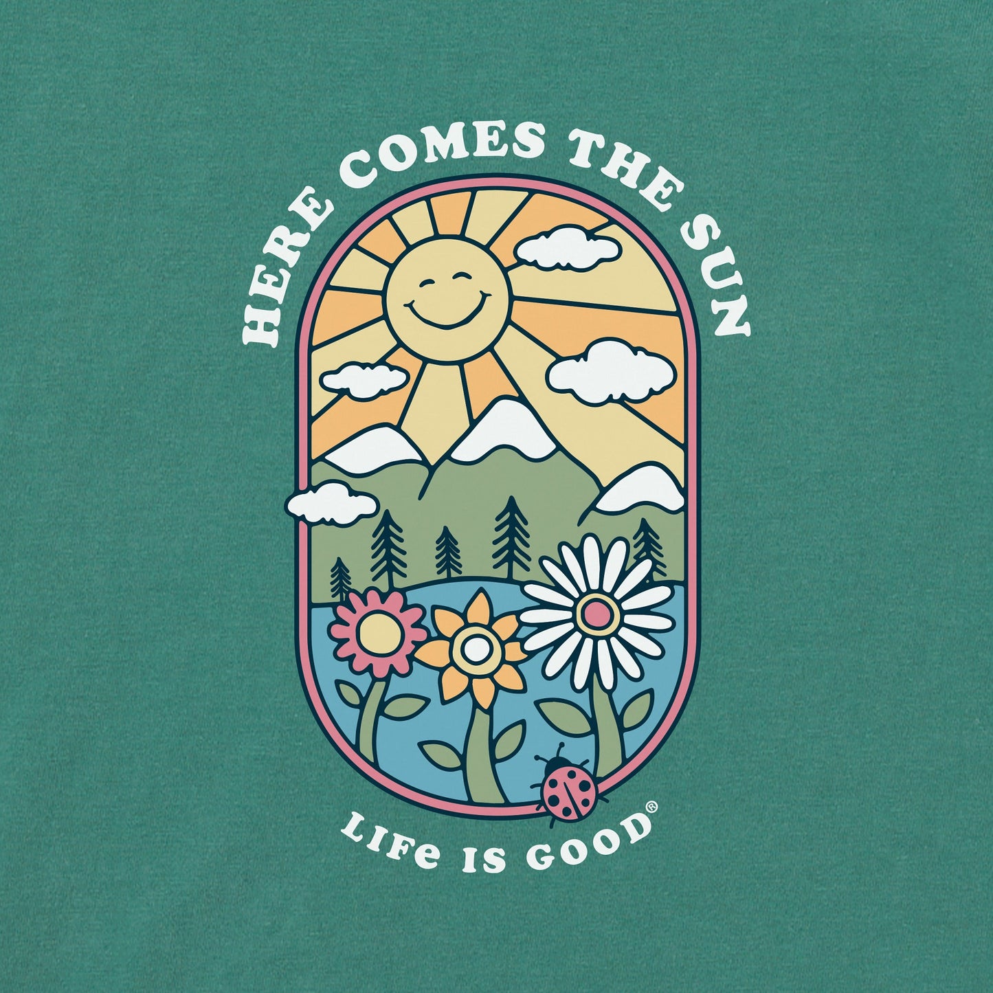 Women's Here Comes the Sun Retro Short Sleeve Crusher Boxy Tee