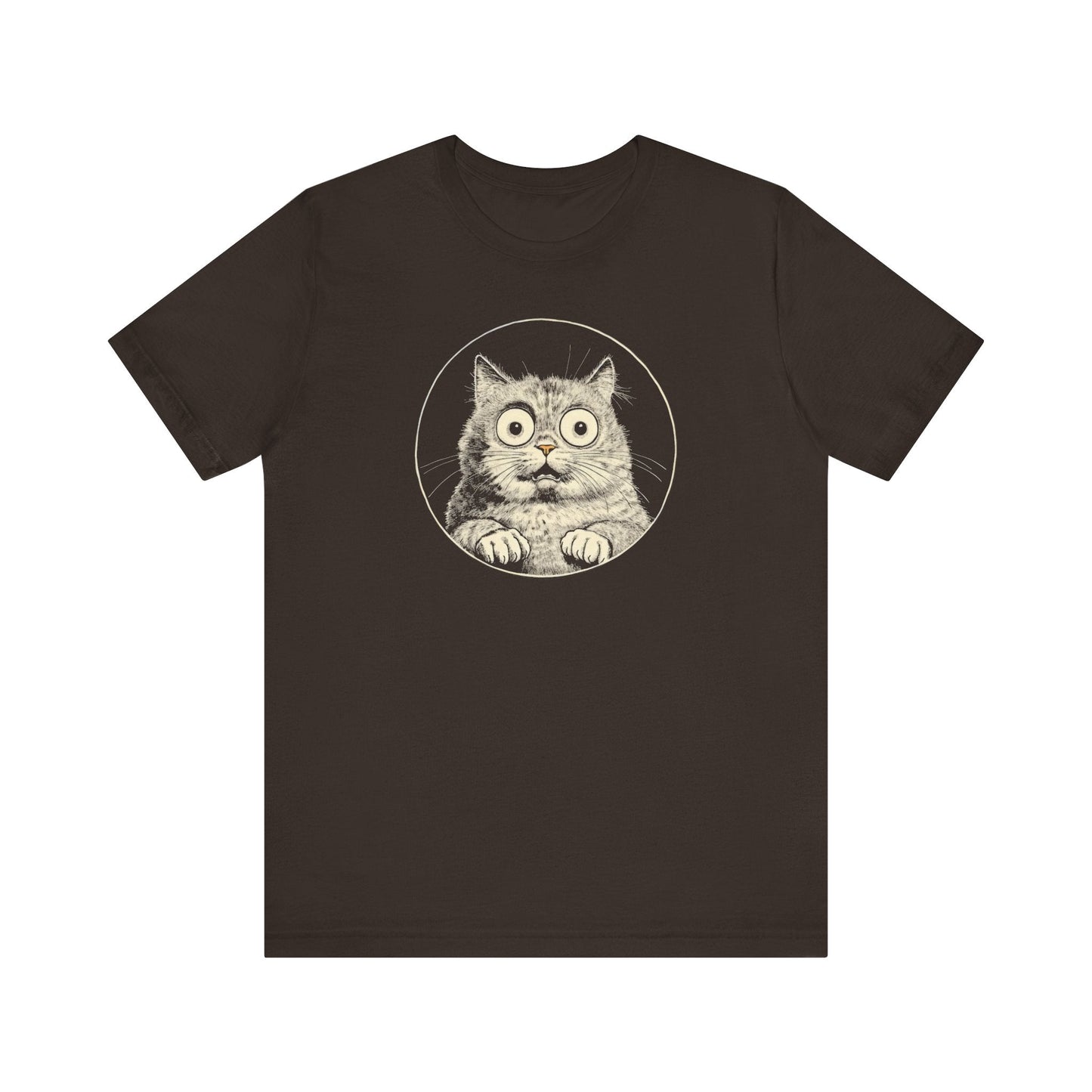 Wide-Eyed Cat Graphic Tee – Vintage Style Cat Lover Shirt Style001