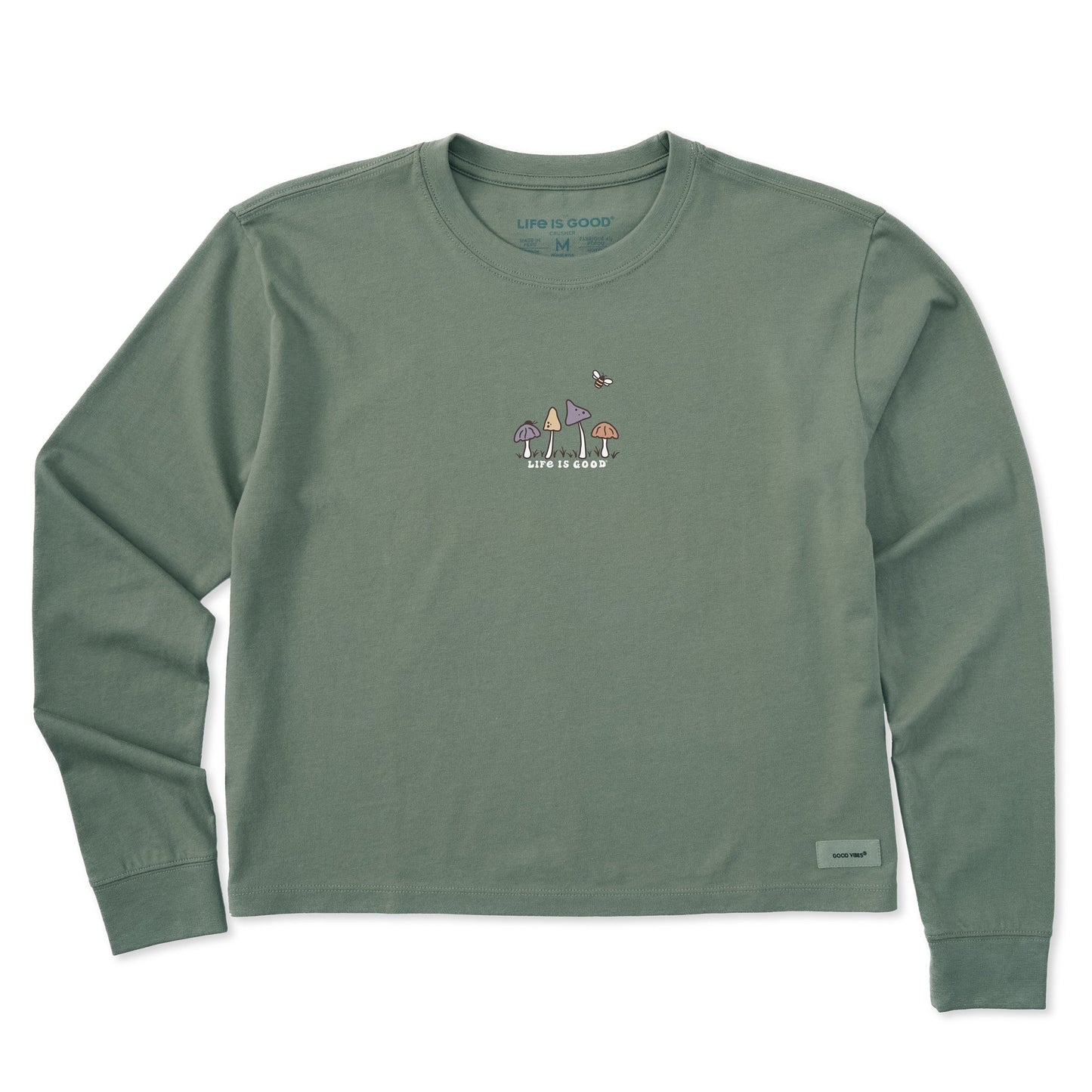 Women's Mushroom Retro Scene Long Sleeve Crusher Boxy Tee