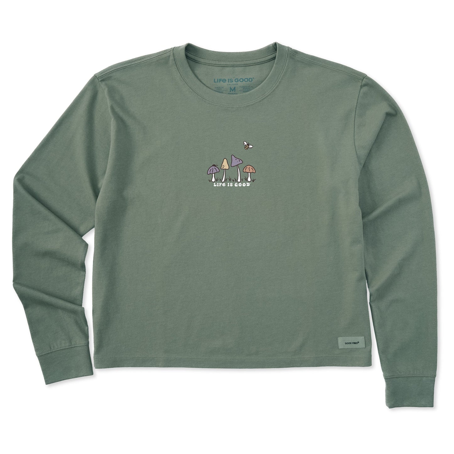 Women's Mushroom Retro Scene Long Sleeve Crusher Boxy Tee