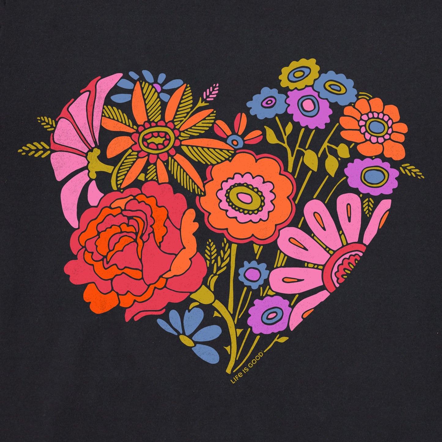 Women's Retro Flower Heart Short Sleeve Crusher Boxy Tee