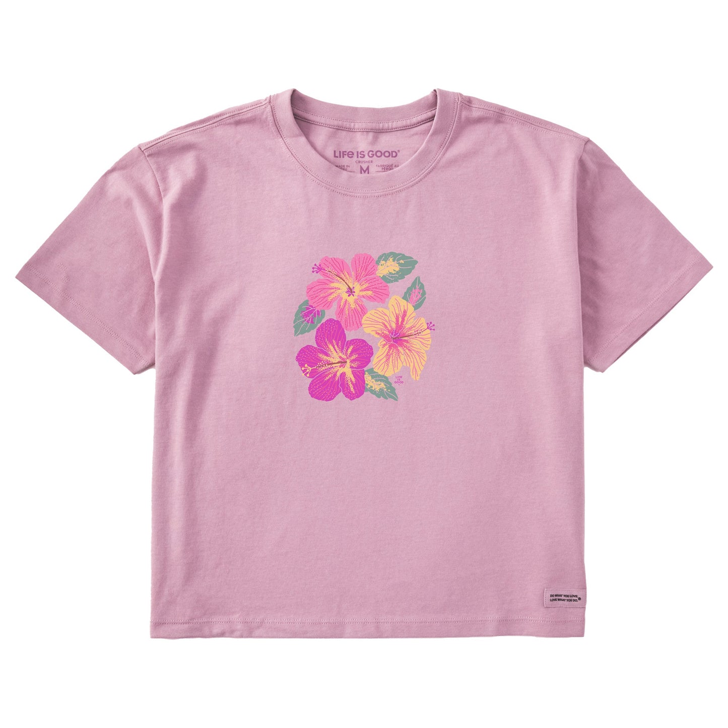 Women's Happy Hibiscus Short Sleeve Crusher Boxy Tee
