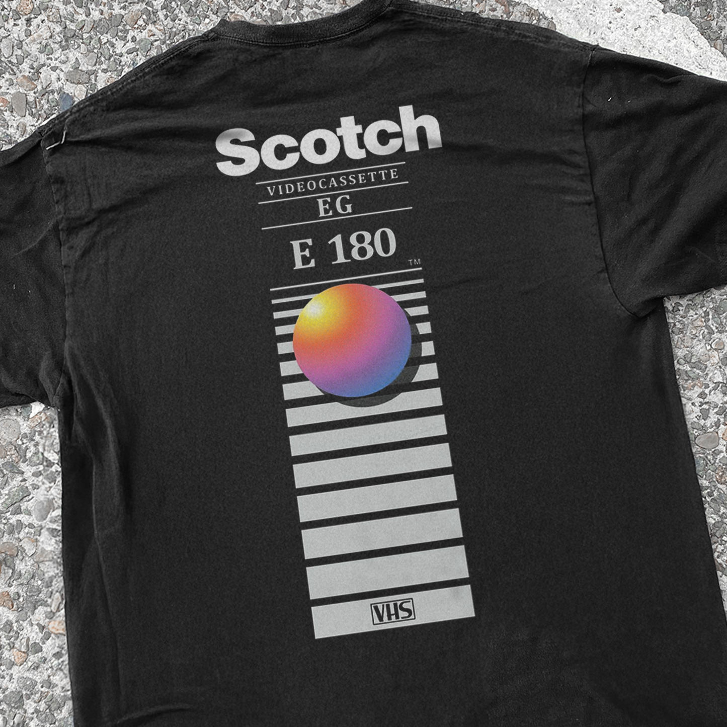 RETRO 'SCOTCH CASSETTE' VINTAGE WASH BLACK T-SHIRT