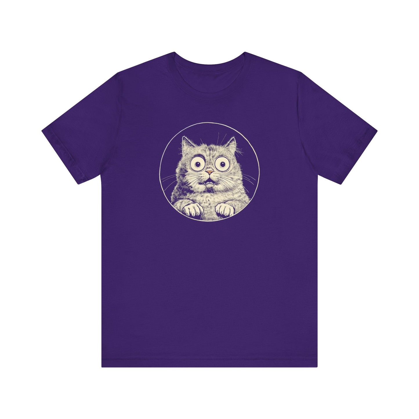 Wide-Eyed Cat Graphic Tee – Vintage Style Cat Lover Shirt Style001