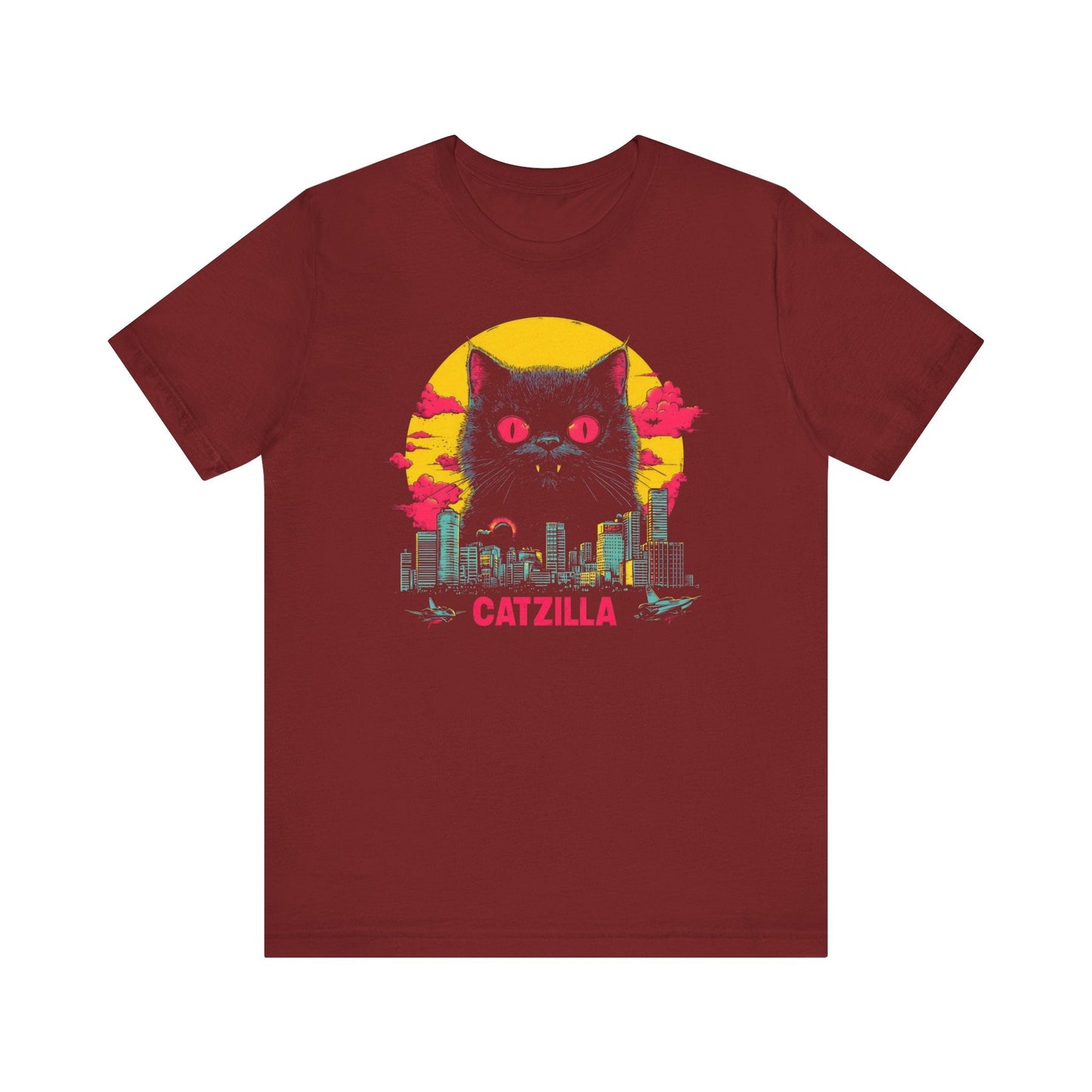 Catzilla Neon Night T-Shirt Retro Cat City Design
