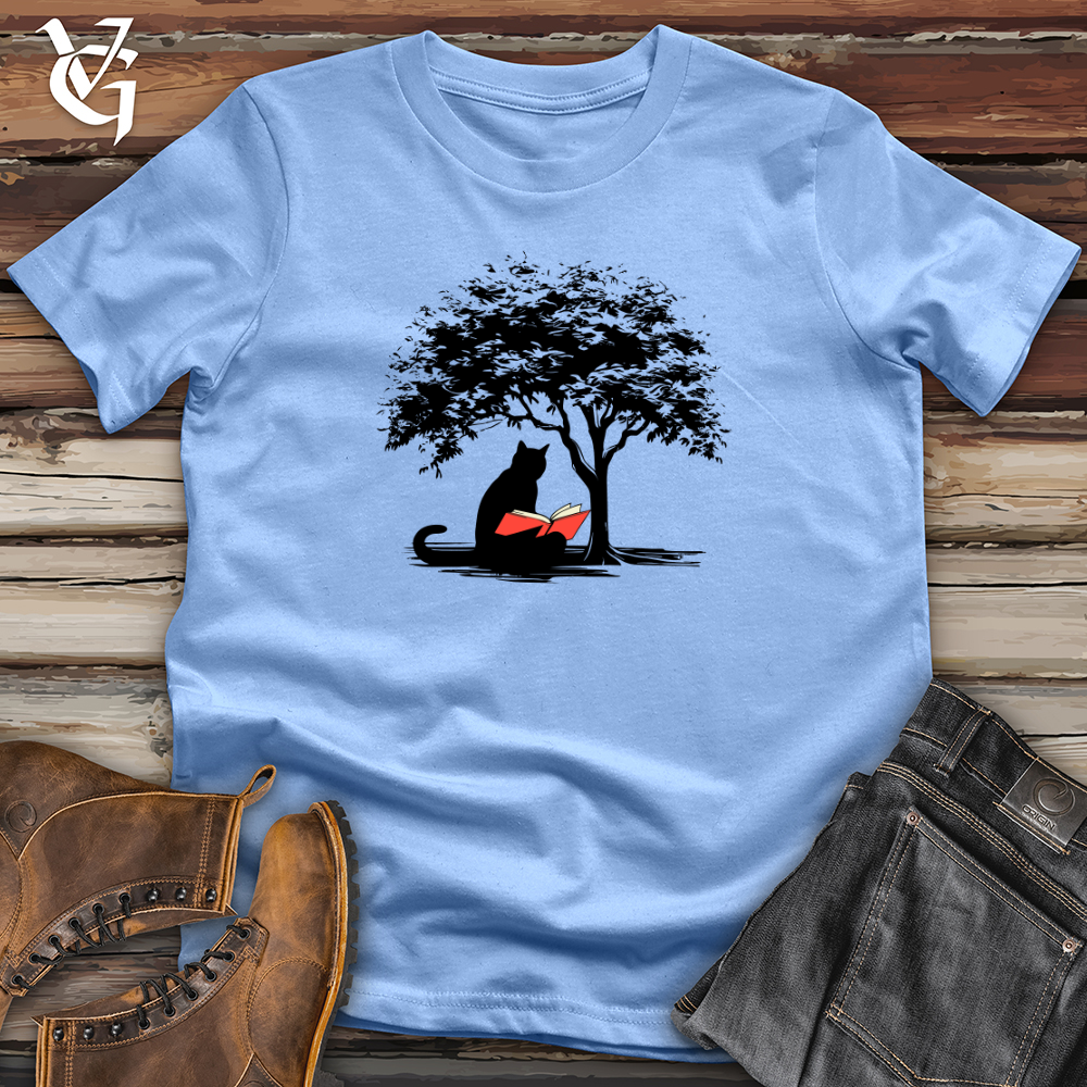 Retro Tree Reading Black Cat Softstyle Tee