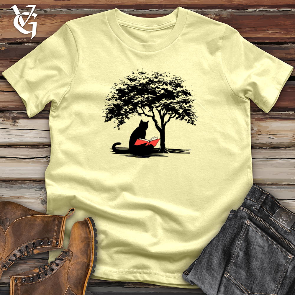 Retro Tree Reading Black Cat Softstyle Tee