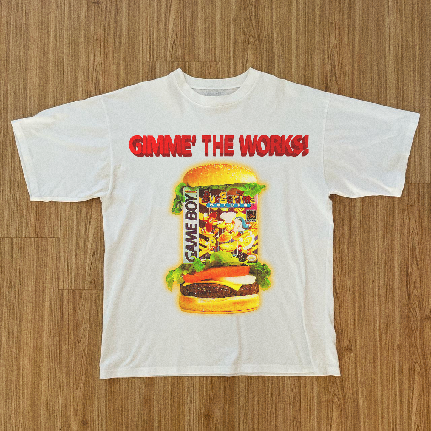 RETRO GAMEBOY 'BURGER' WHITE T-SHIRT