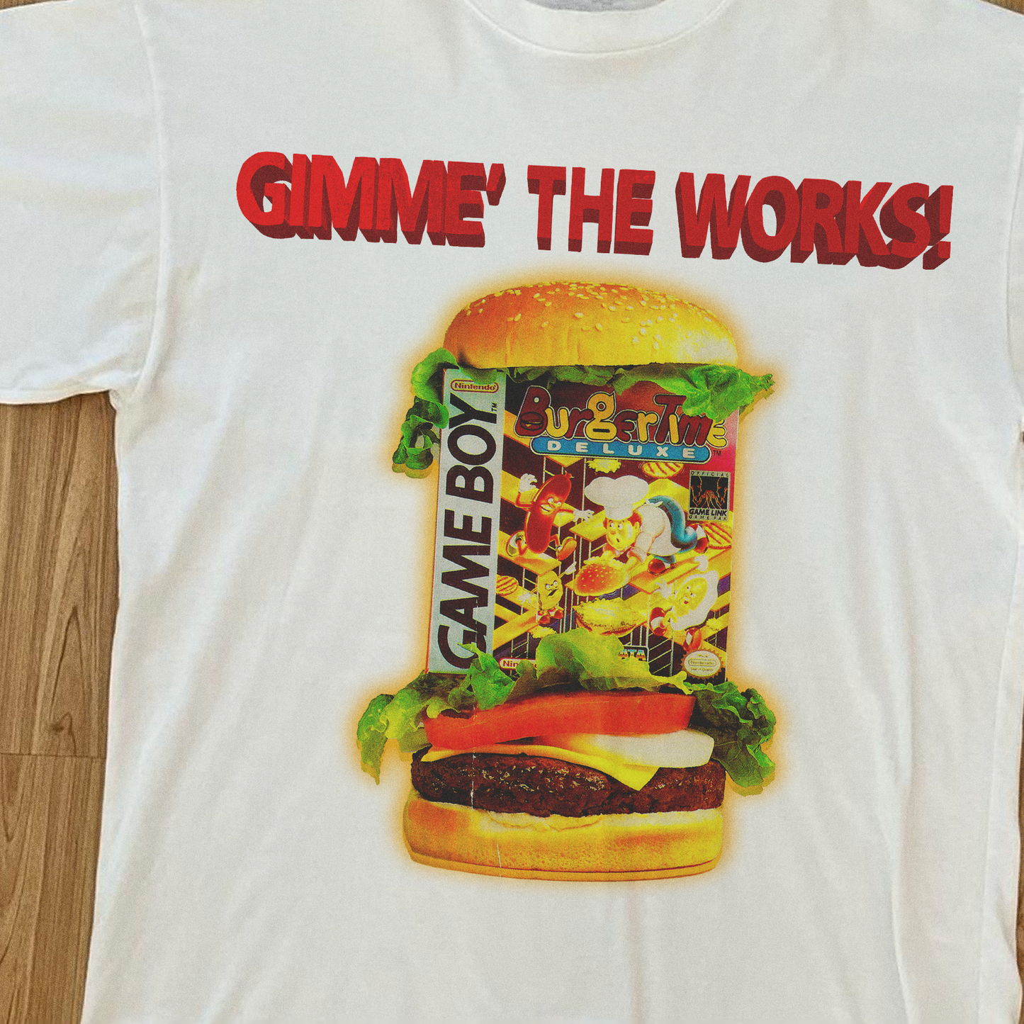 RETRO GAMEBOY 'BURGER' WHITE T-SHIRT