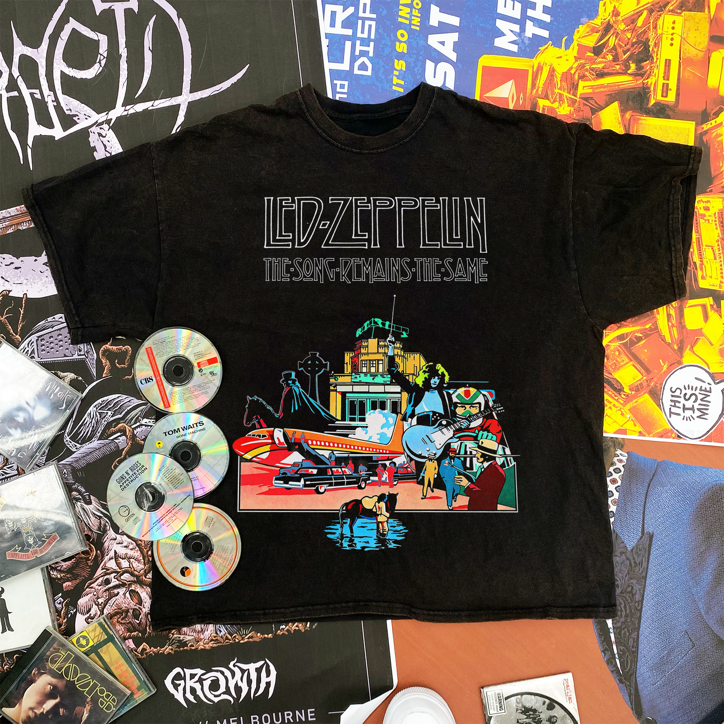 1976 LED ZEPPELIN 'THE SONG REMAINS THE SAME' PROMO BLACK T-SHIRT