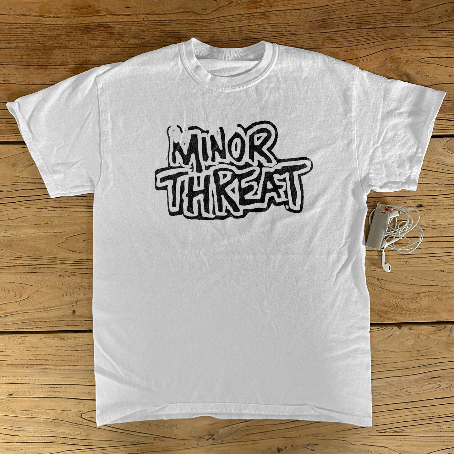 RETRO 'MINOR THREAT' GUNMAN WHITE T-SHIRT