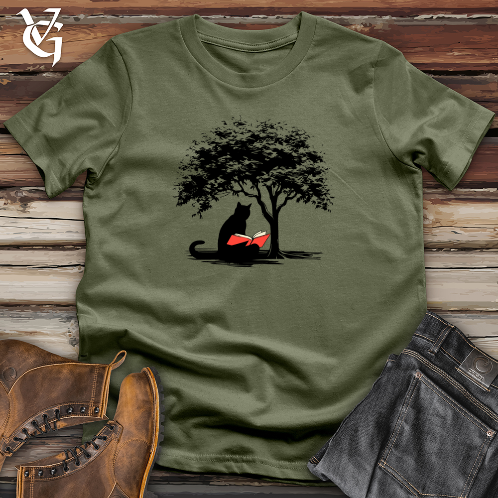 Retro Tree Reading Black Cat Softstyle Tee