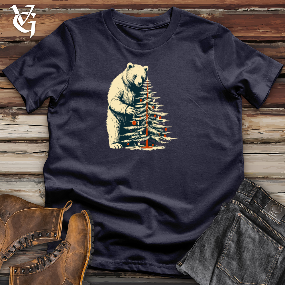Retro Tree Trimming Bear Cotton Tee Style001