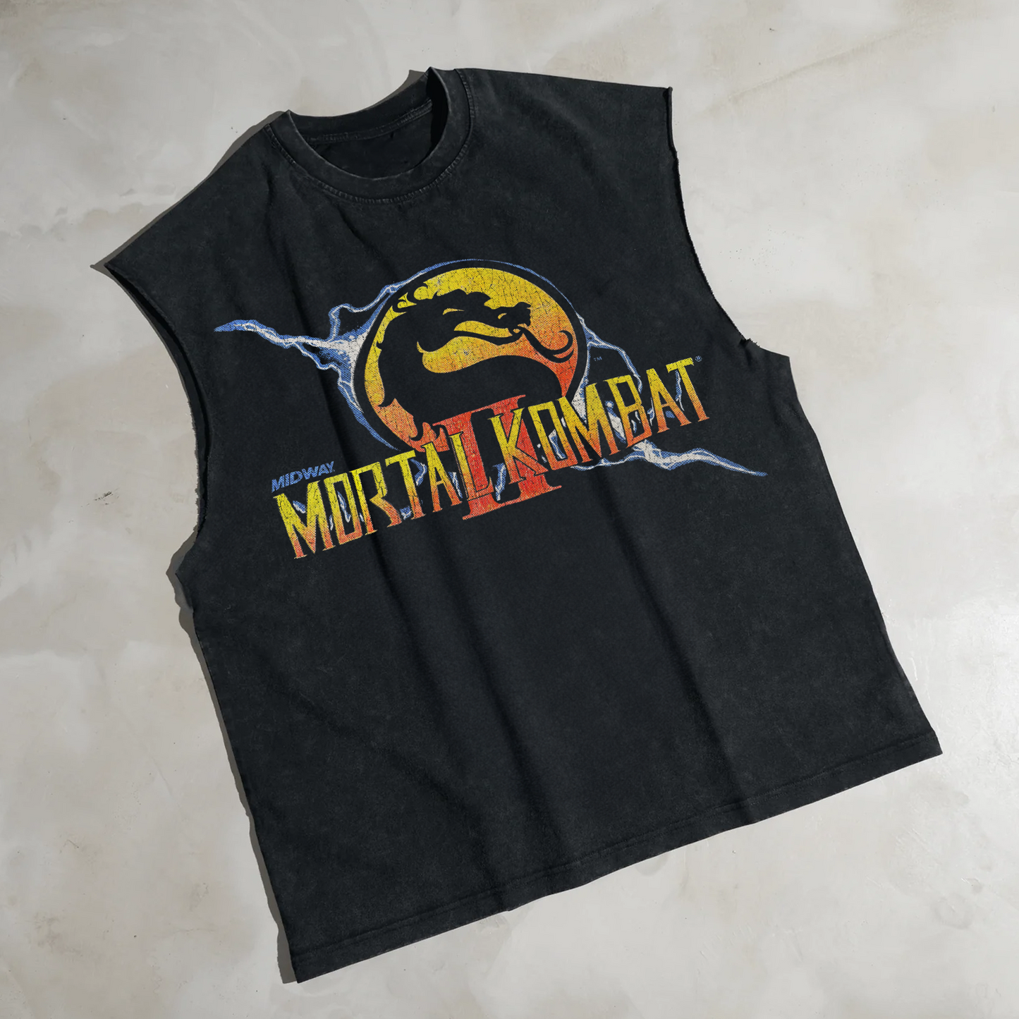 'MORTAL KOMBAT II' CUT-OFF 90s BLACK T-SHIRT