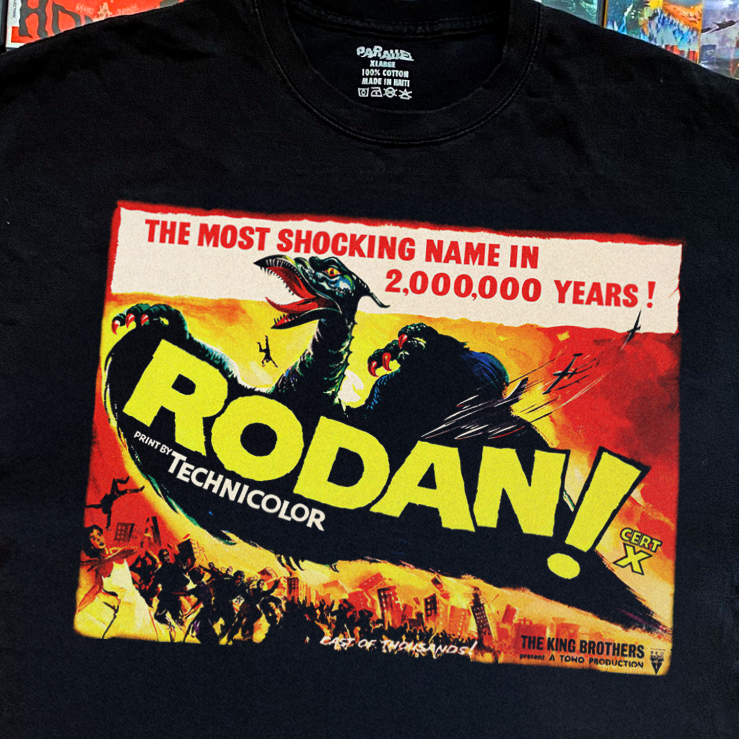 RETRO 'RODAN' BLACK T-SHIRT