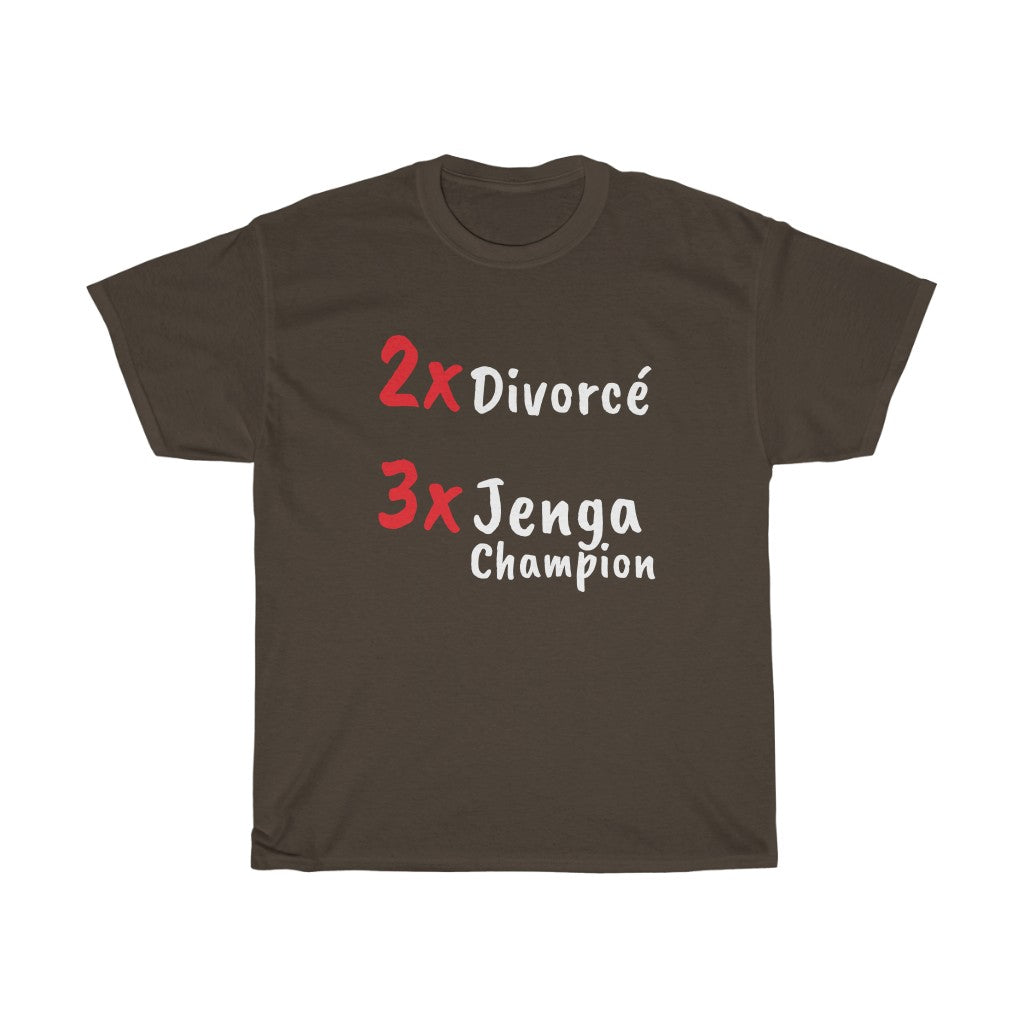 "3x Jenga Champion" t shirt