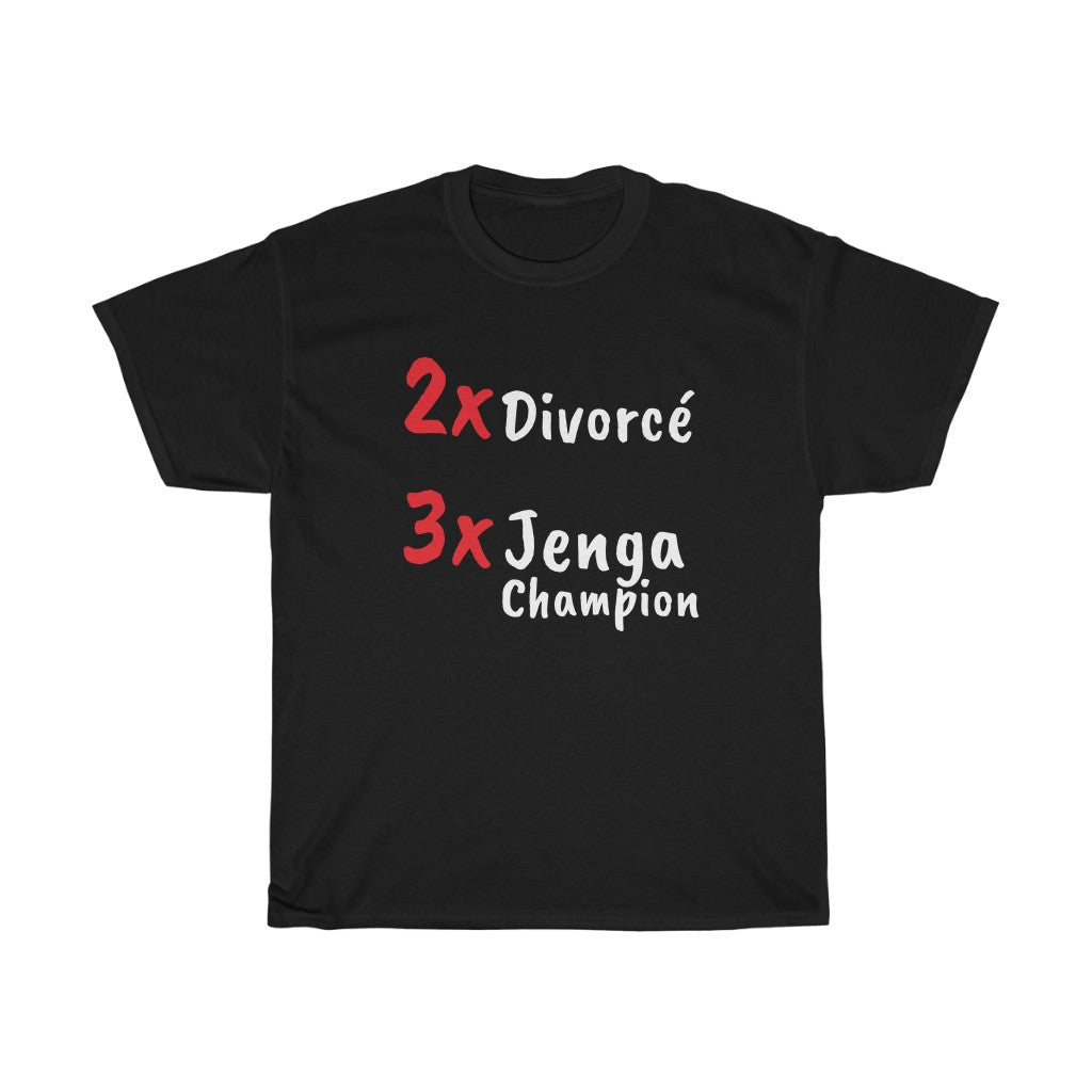 "3x Jenga Champion" t shirt
