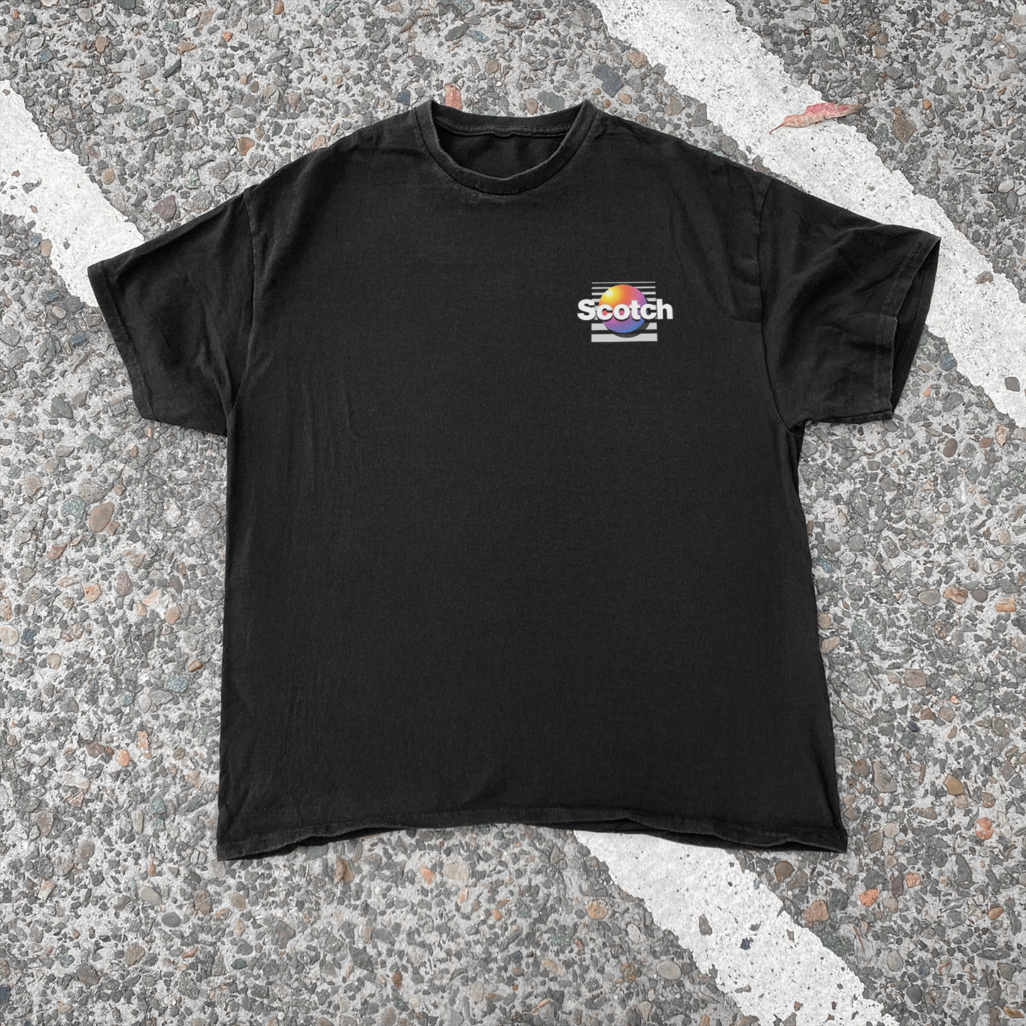 RETRO 'SCOTCH CASSETTE' VINTAGE WASH BLACK T-SHIRT