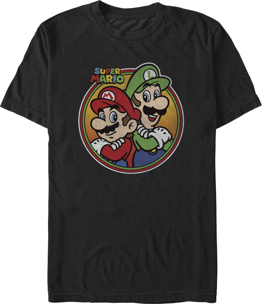 Mario & Luigi Retro Circle Super Mario Bros. T-Shirt