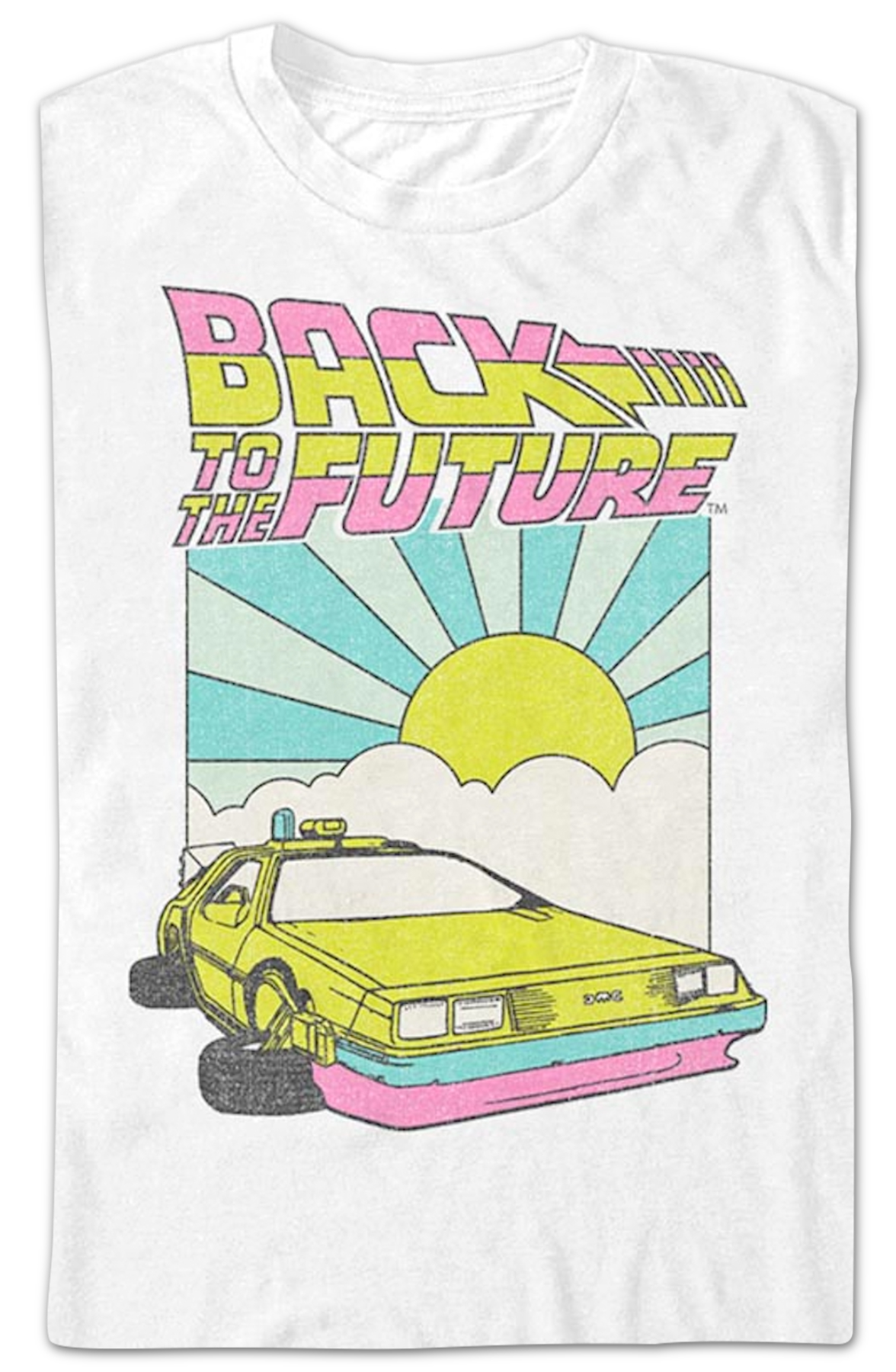 White Retro DeLorean Sunshine Back To The Future T-Shirt