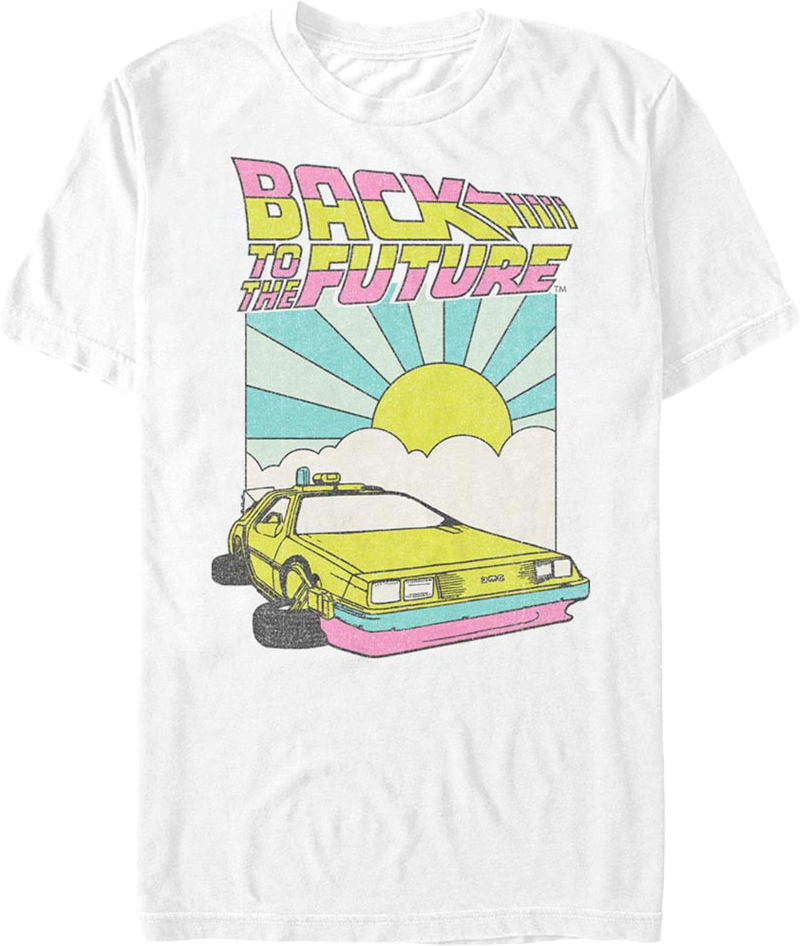 White Retro DeLorean Sunshine Back To The Future T-Shirt