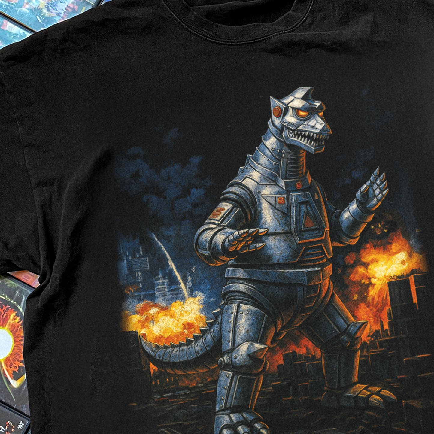 MECHA GODZILLA 'THE TERROR' BLACK GRAPHIC T-SHIRT