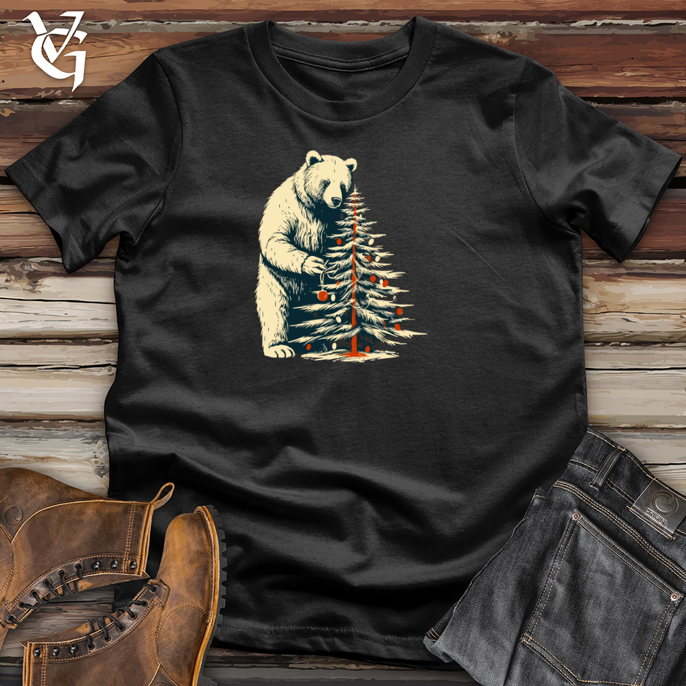 Retro Tree Trimming Bear Cotton Tee Style001