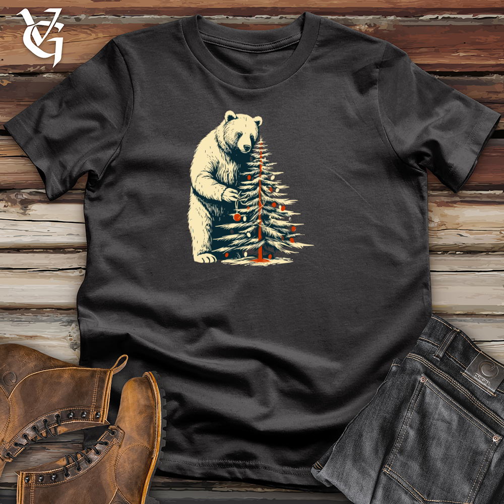 Retro Tree Trimming Bear Cotton Tee Style001