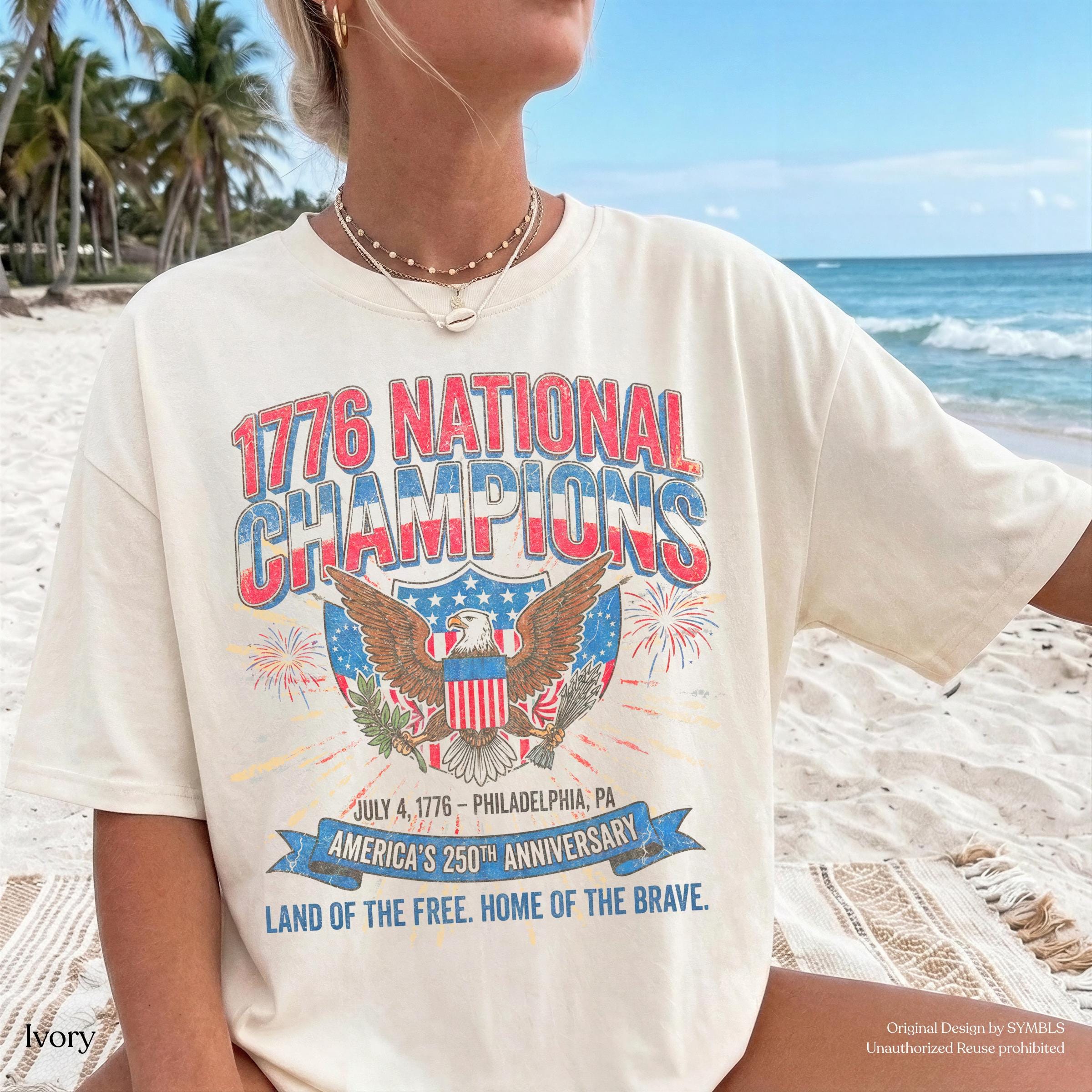 July 4th 1776 National Champions America 250th Anniversary Oversized Tee Distressed Vintage (1)