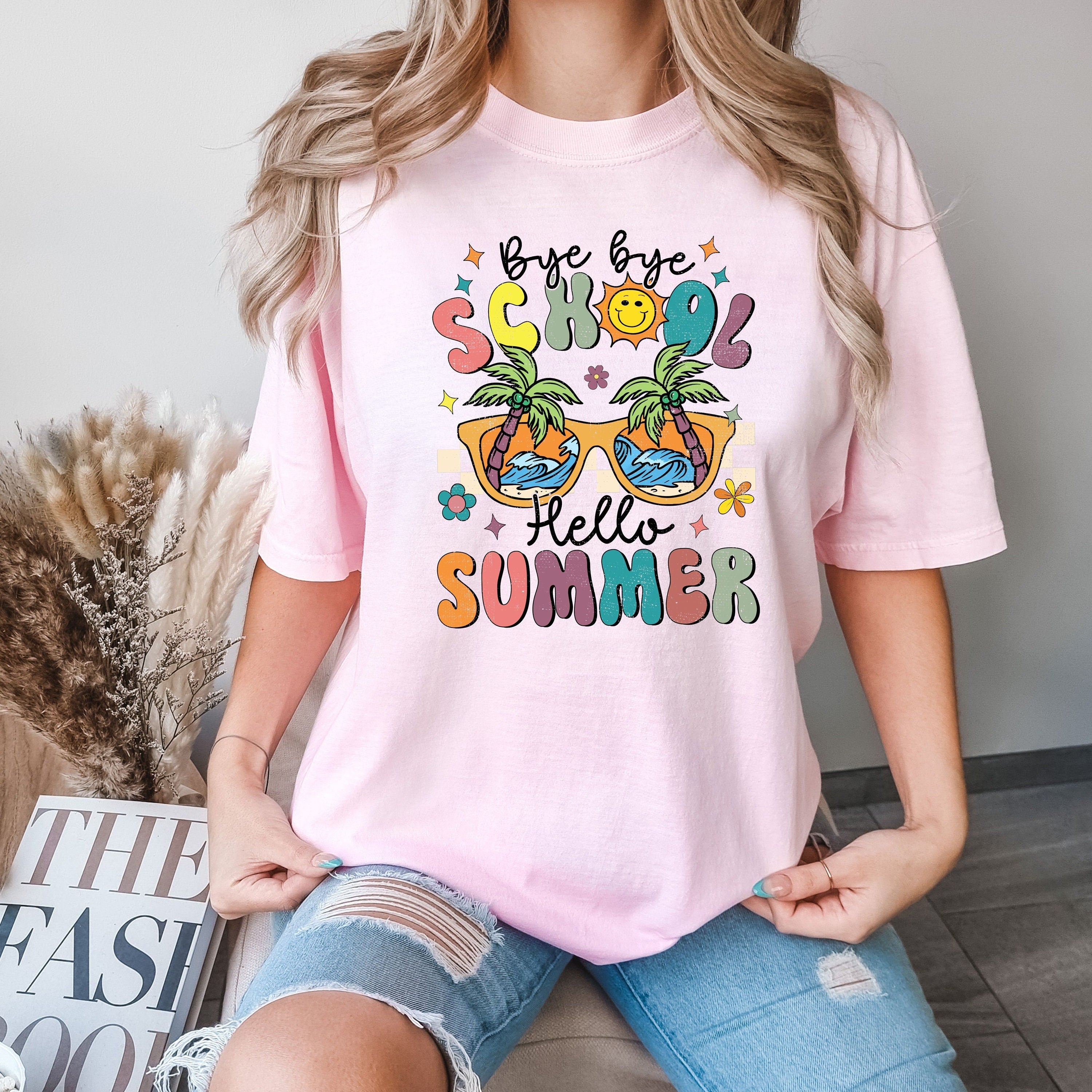 Comfort Colors Bye Bye School Hello Summer End School Teacher Teacher Last Day School Tee (1)