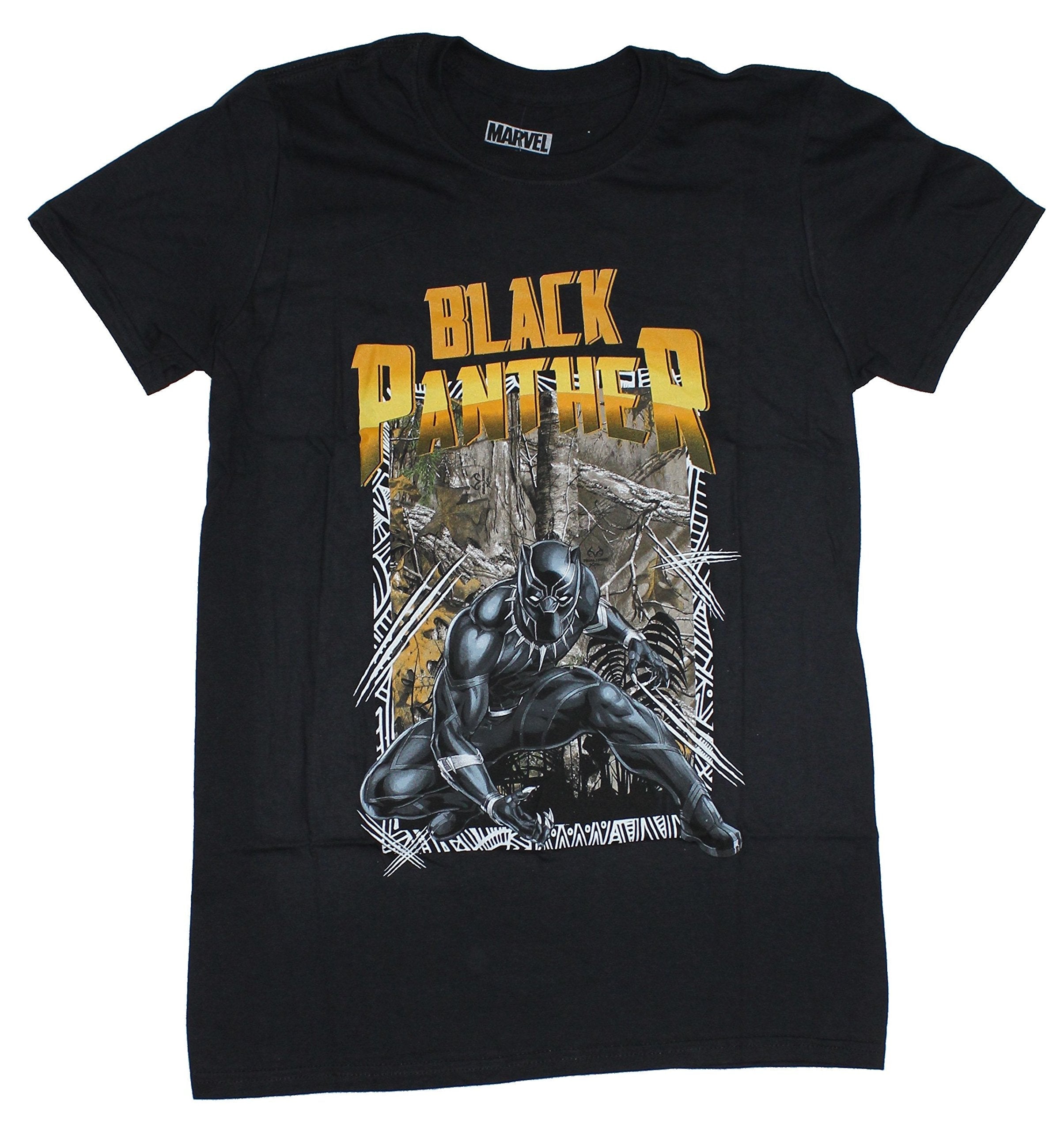 Black Panther Mens T-Shirt - Camo Forest Panther Under Yellow Logo Hoodie, Sweatshirt | CiraTrend.com