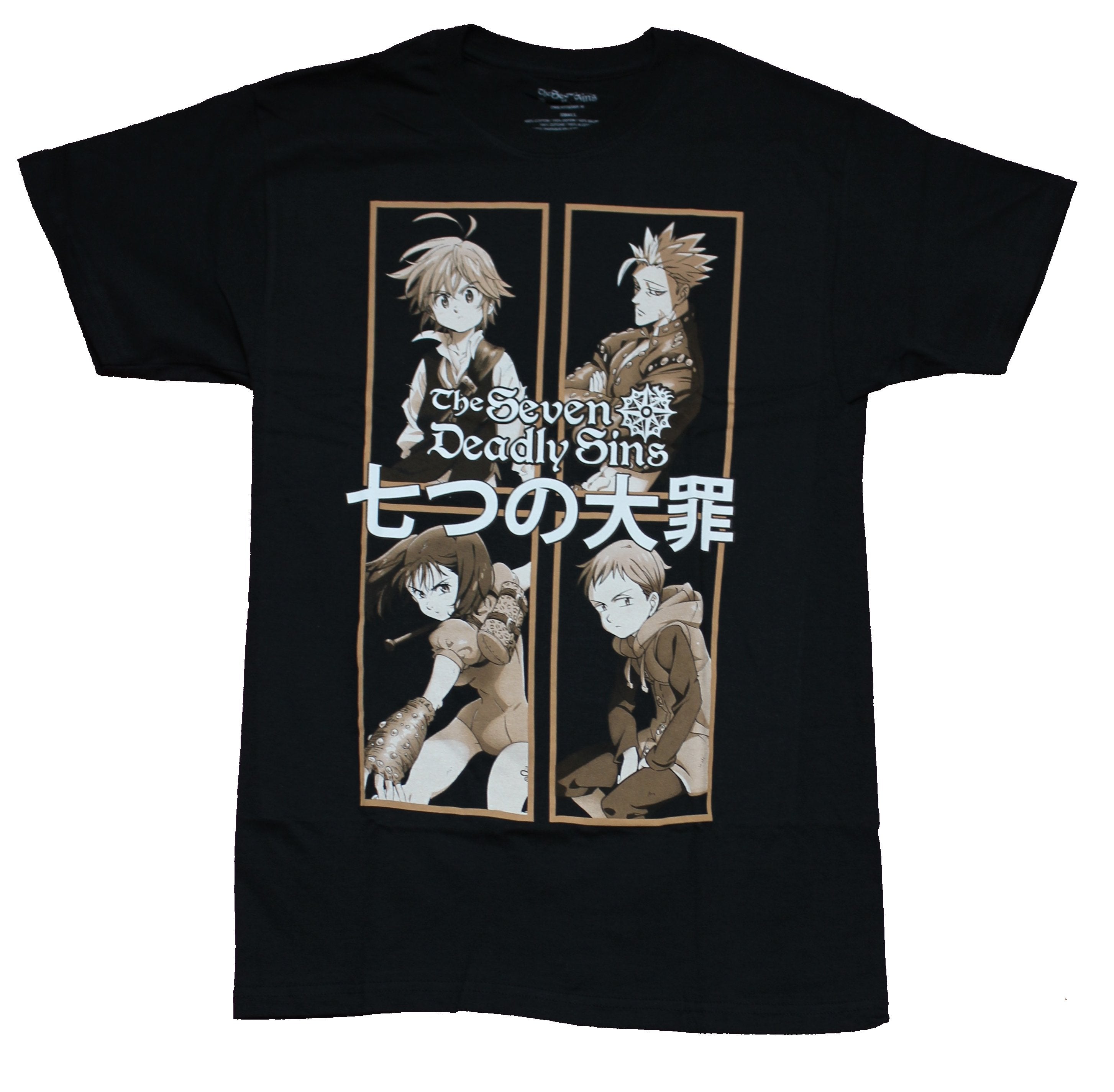 Seven Deadly Sins 4 Character Box Kanji Tan Tones T-Shirts, Hoodie, Sweatshirt