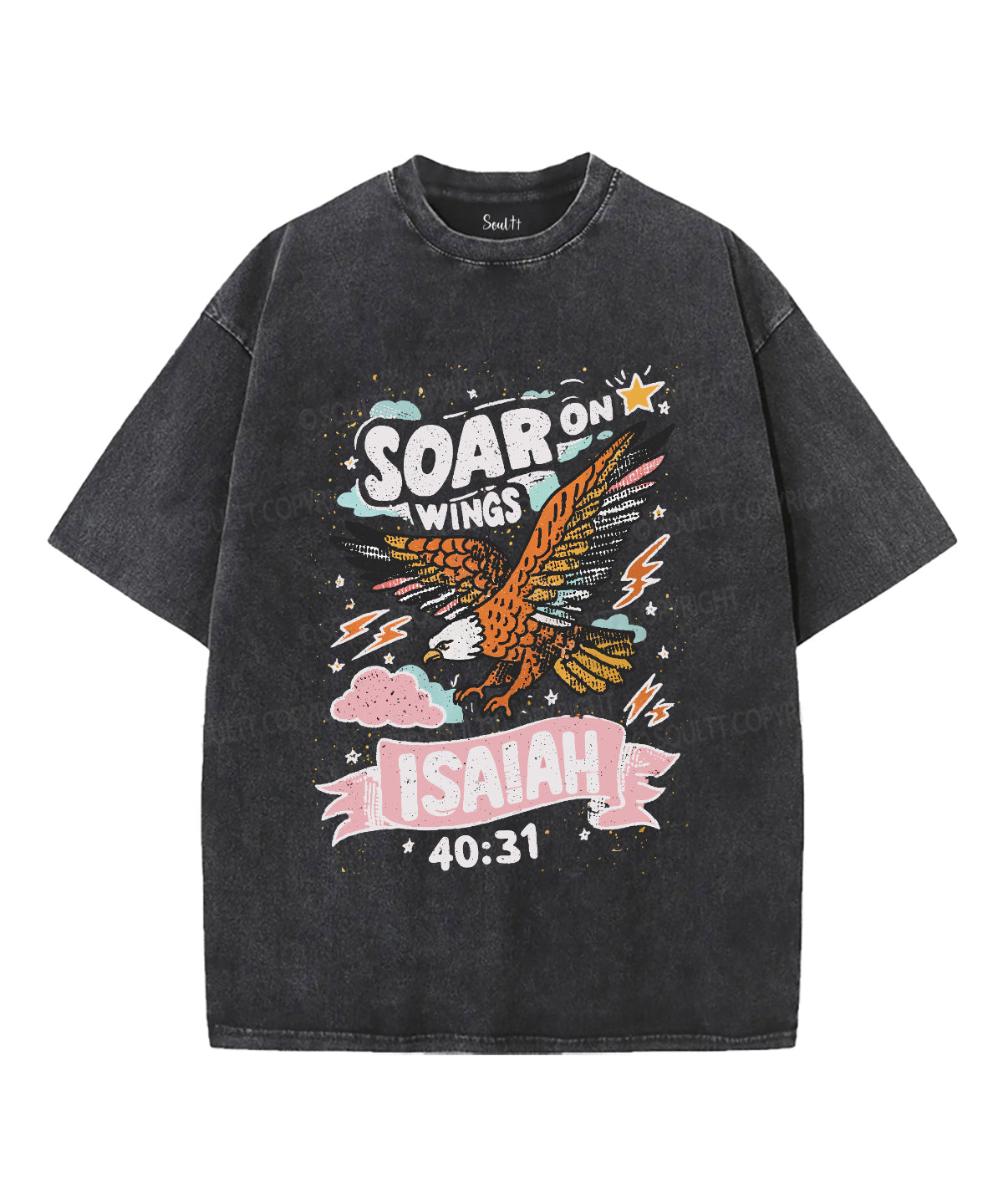 Soar on Wings Unisex Washed Christian T-shirt Hoodie, Sweatshirt | CiraTrend.com (Image 1)