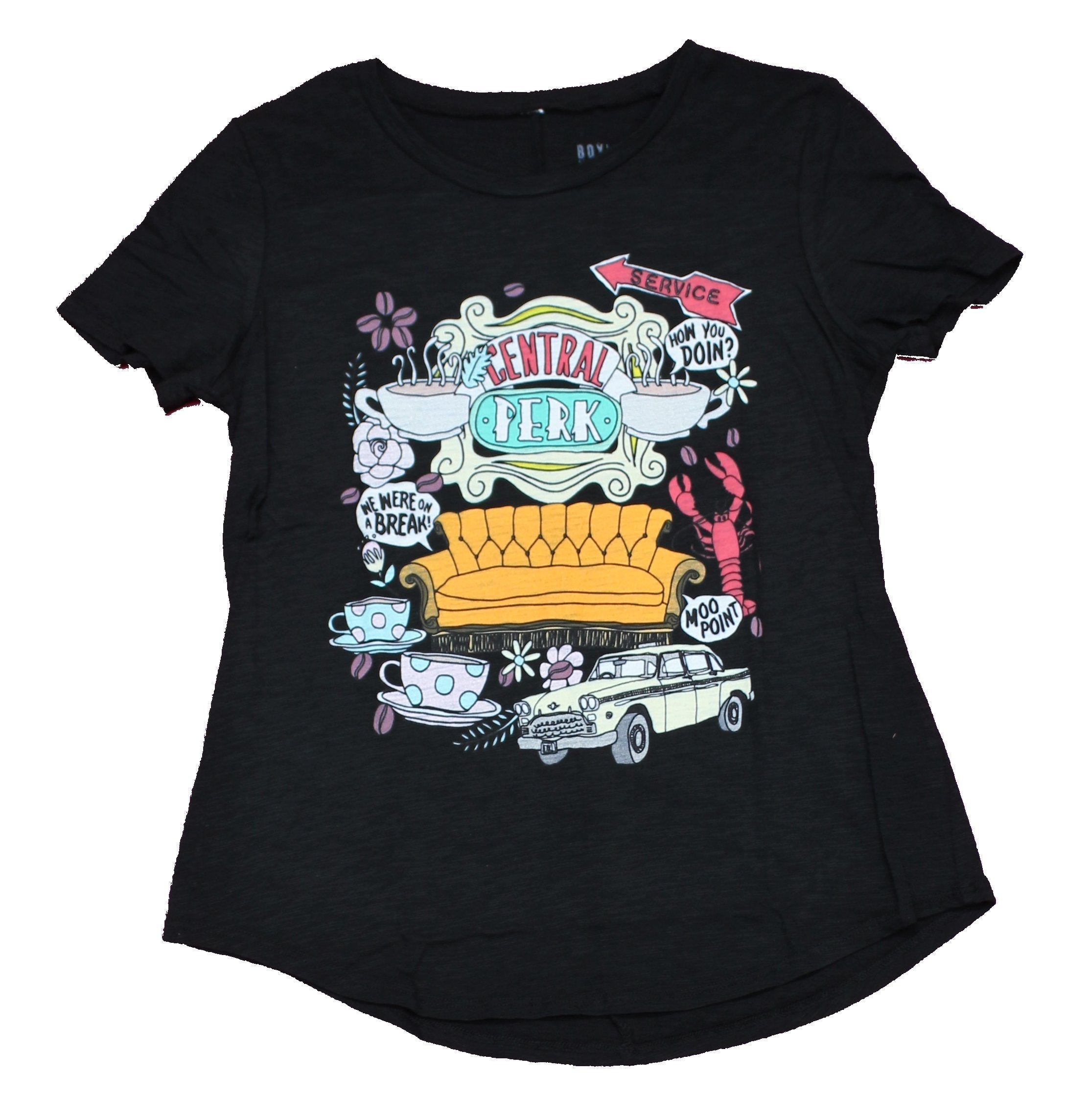 Friends Girls Juniors T-Shirt -  Central Perk Couch Cars Break Collage Hoodie, Sweatshirt | CiraTrend.com