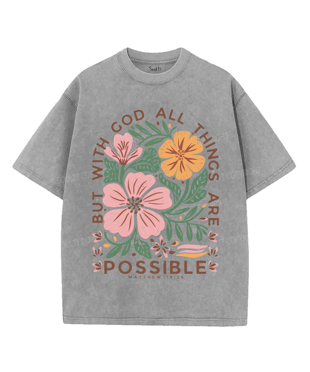 All Things Are Possible Unisex Washed Christian T-shirt Hoodie, Sweatshirt | CiraTrend.com (Image 2)