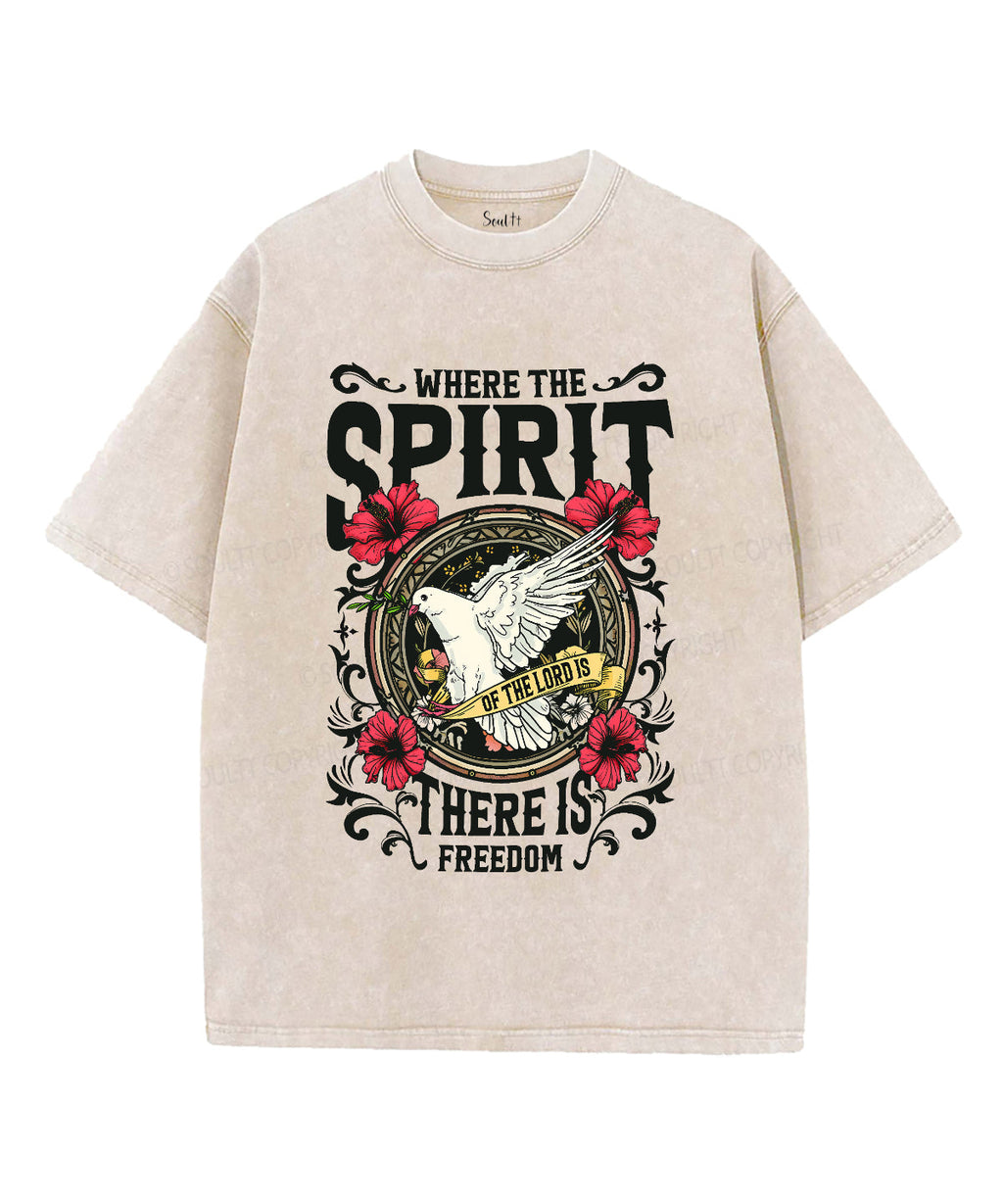 Where The Spirit There Is Freedom Unisex Washed Christian T-shirt Hoodie, Sweatshirt | CiraTrend.com (Image 4)