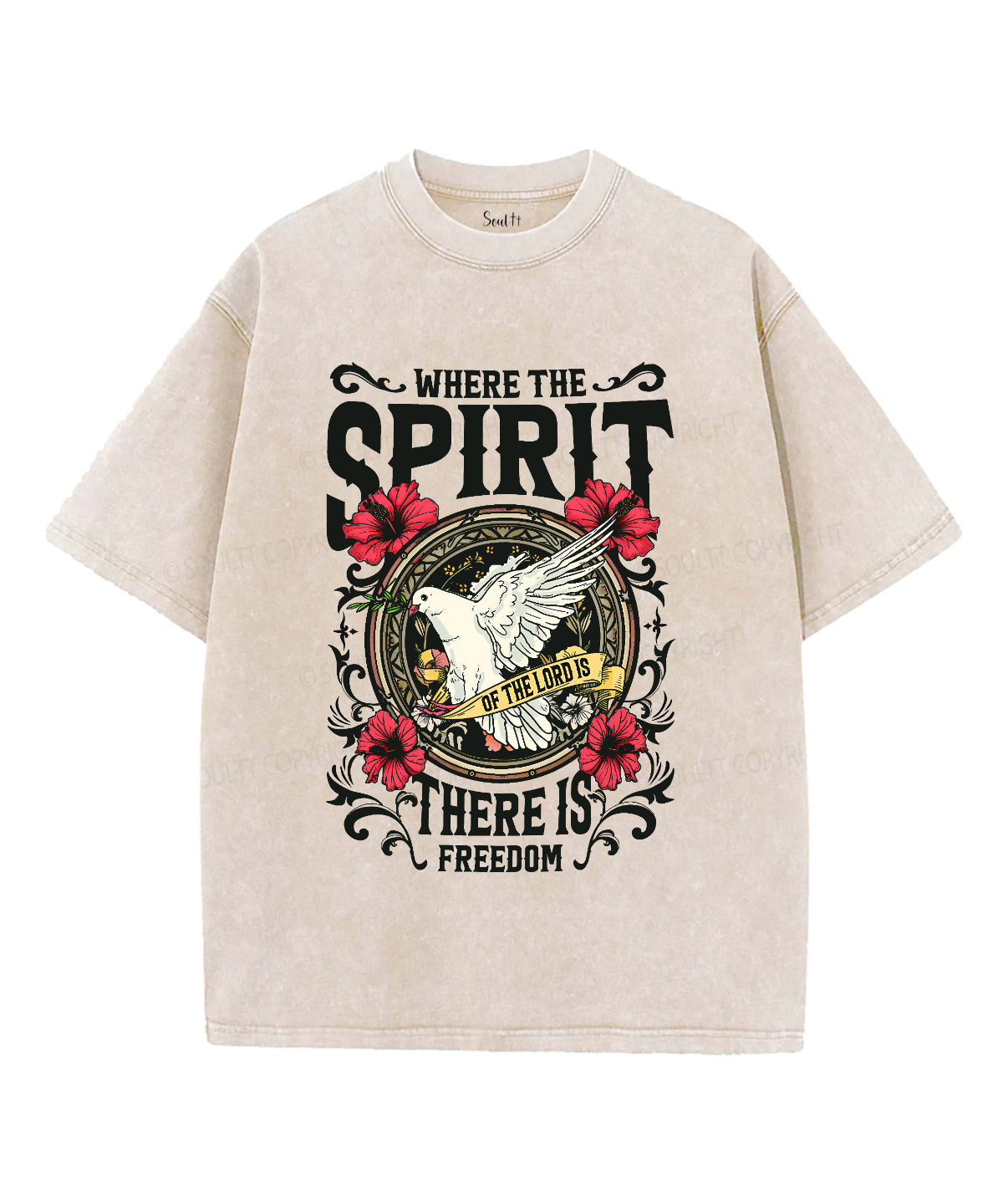 Where The Spirit There Is Freedom Unisex Washed Christian T-shirt Hoodie, Sweatshirt | CiraTrend.com (Image 4)