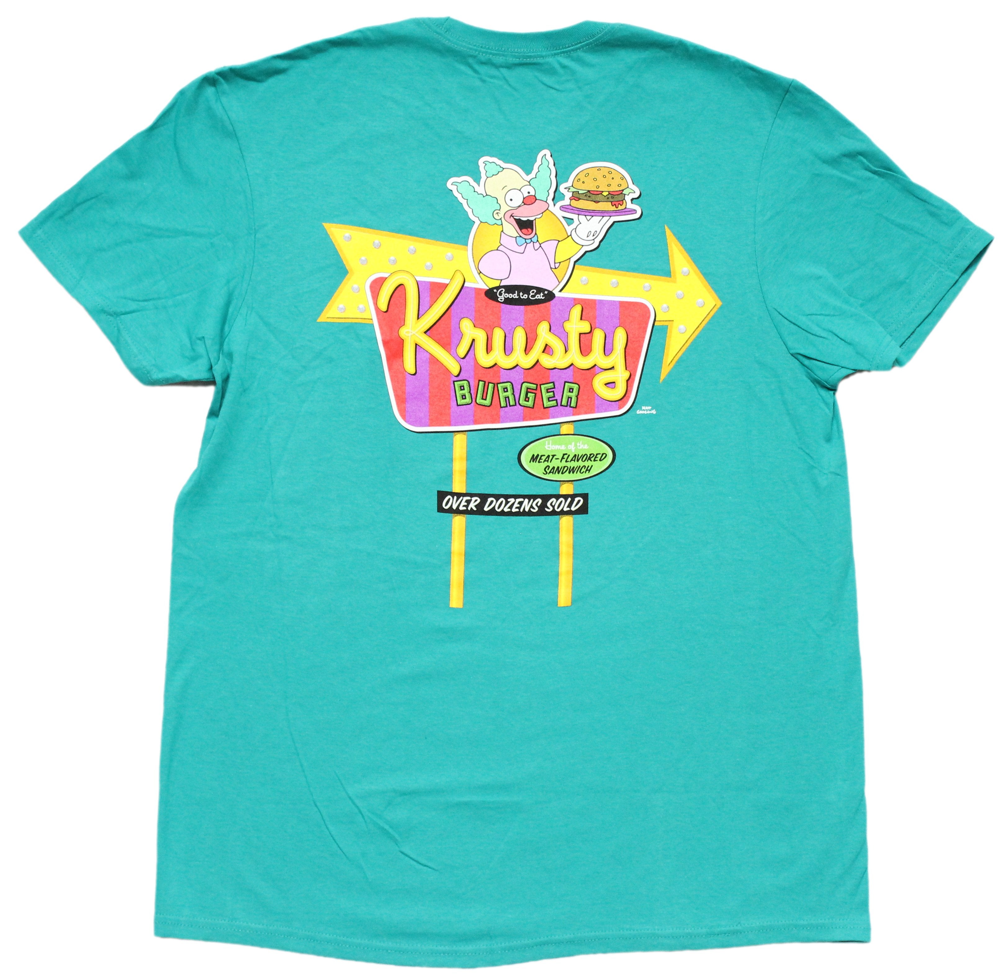 The Simpsons Krusty Burger Teal Mens T-shirt  Logo Lapel & Road Sign Hoodie, Sweatshirt | CiraTrend.com