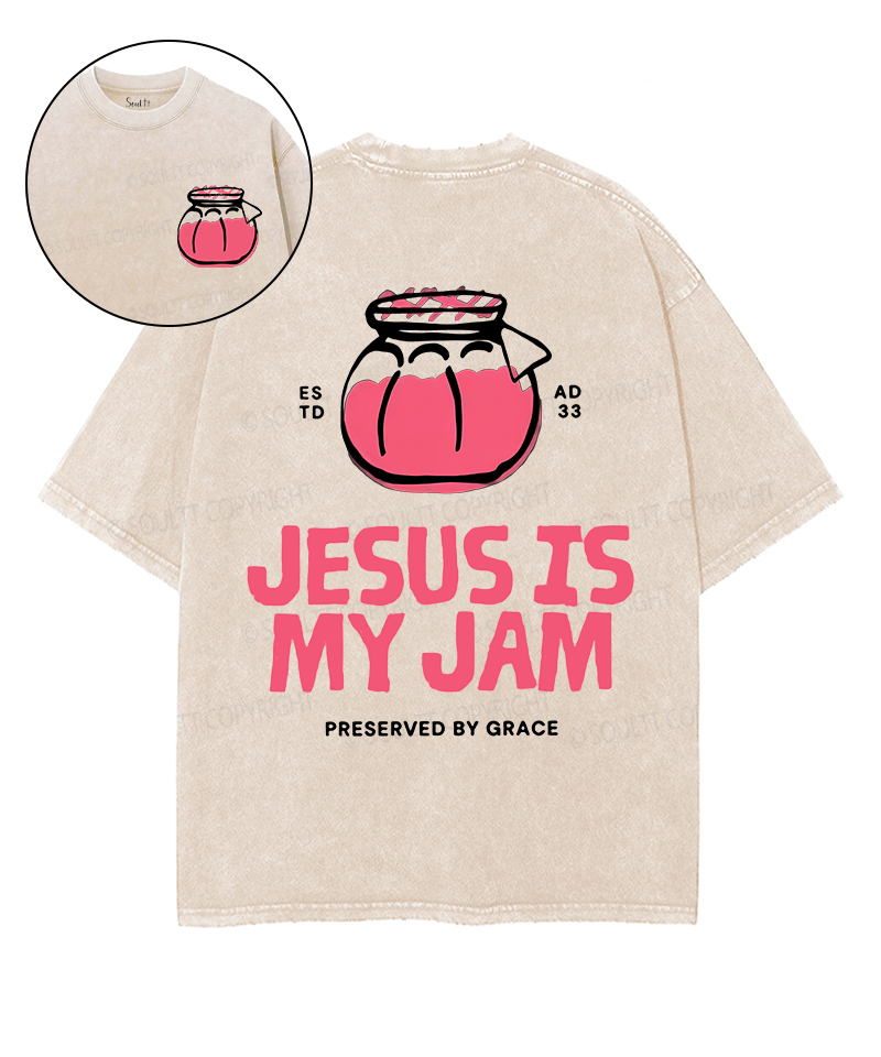 Jesus Is My Jam Double Sided Unisex Washed Christian T-shirt Hoodie, Sweatshirt | CiraTrend.com (Image 1)