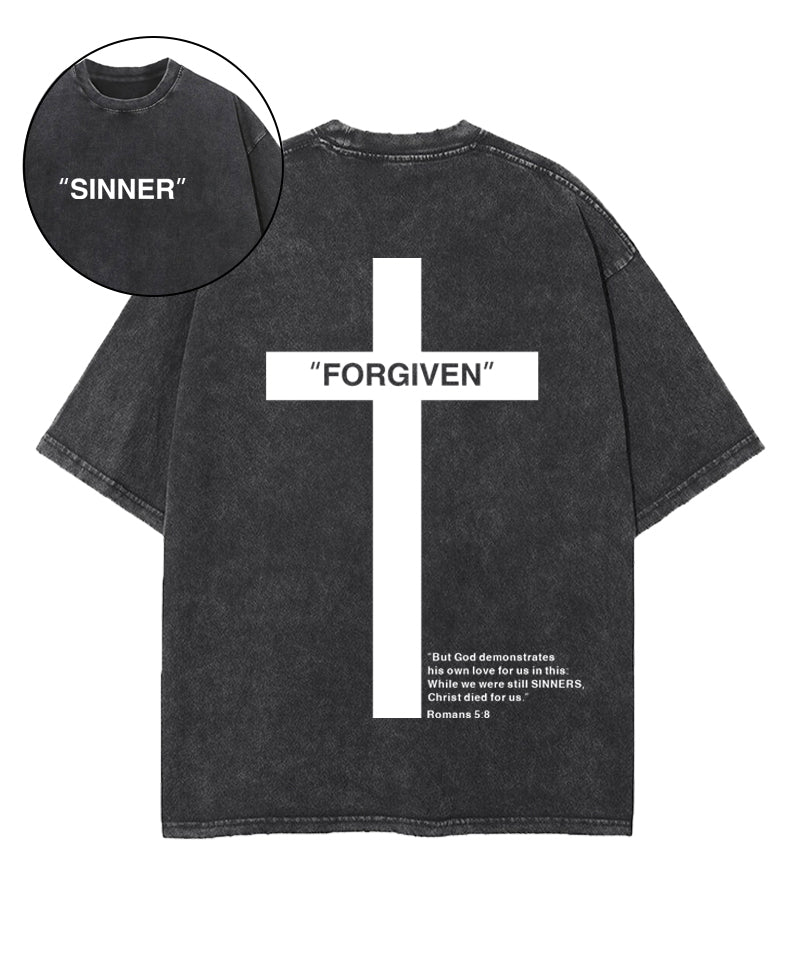 Forgiven Double Sided Washed Christian T-shirt Hoodie, Sweatshirt | CiraTrend.com (Image 1)