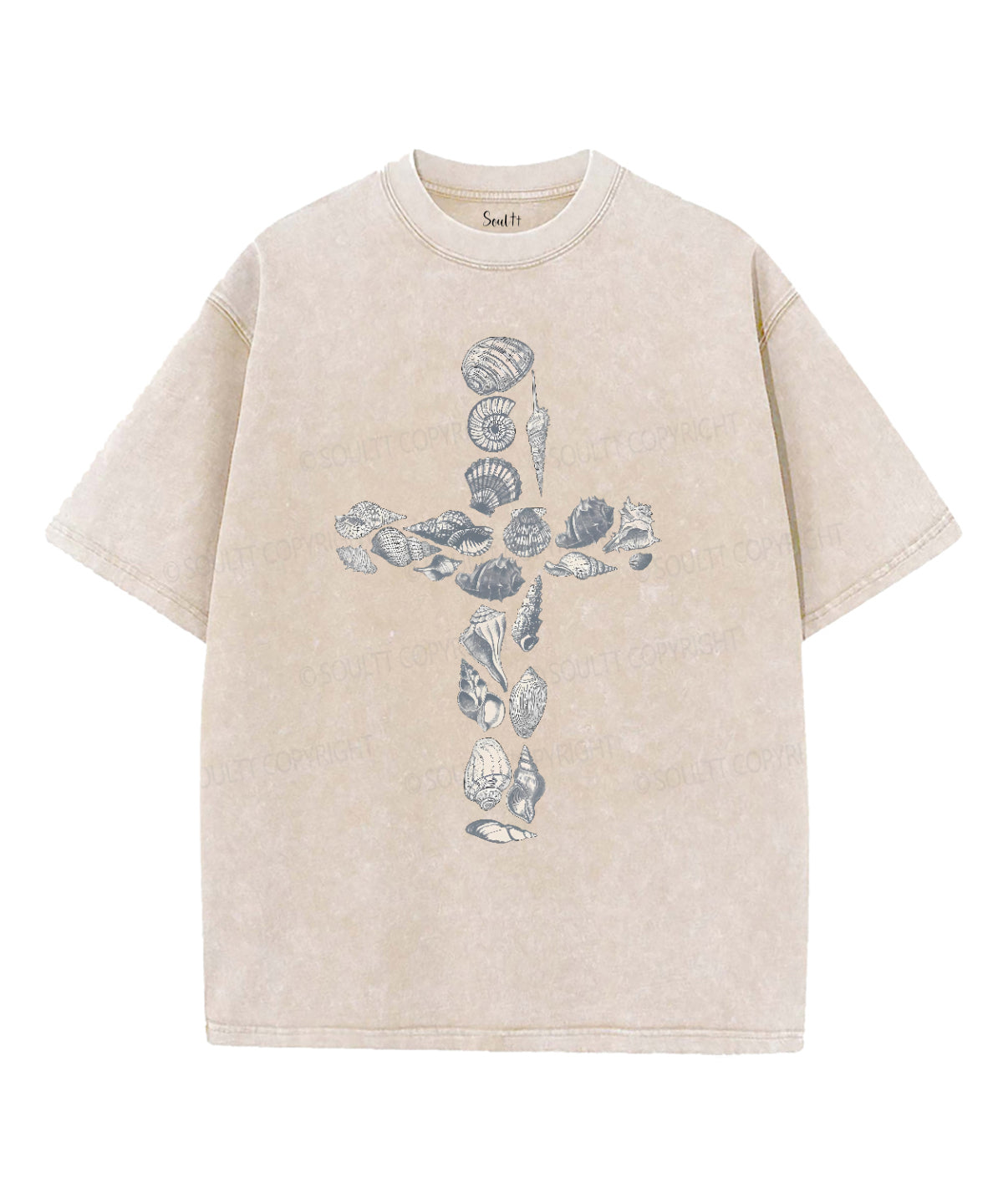 Ocean Baker Cross Unisex Washed Christian T-shirt Hoodie, Sweatshirt | CiraTrend.com (Image 1)