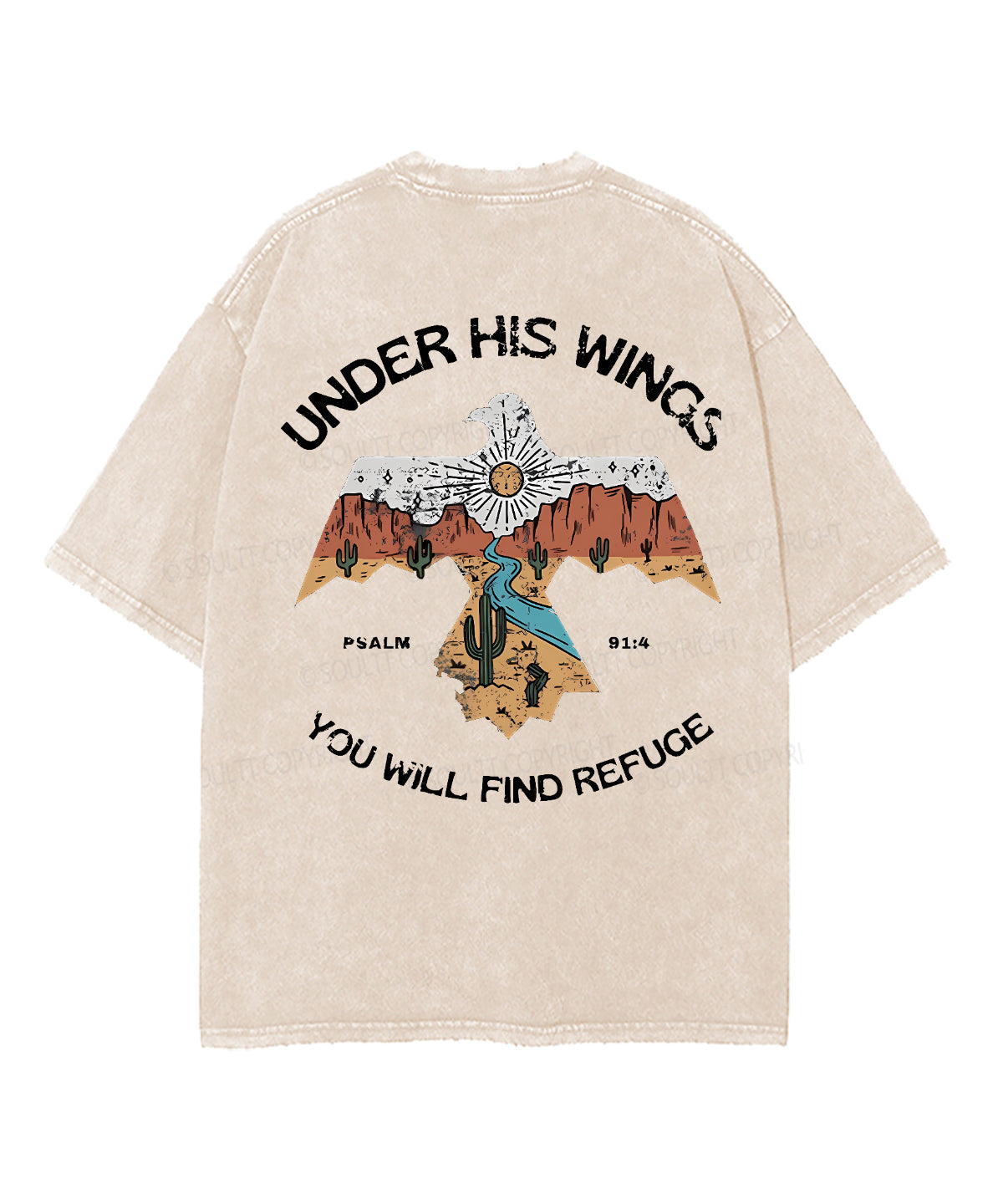 Under His Wings You Will Find Refuge Double Sided Unisex Washed Christian T-shirt Hoodie, Sweatshirt (Image 3)