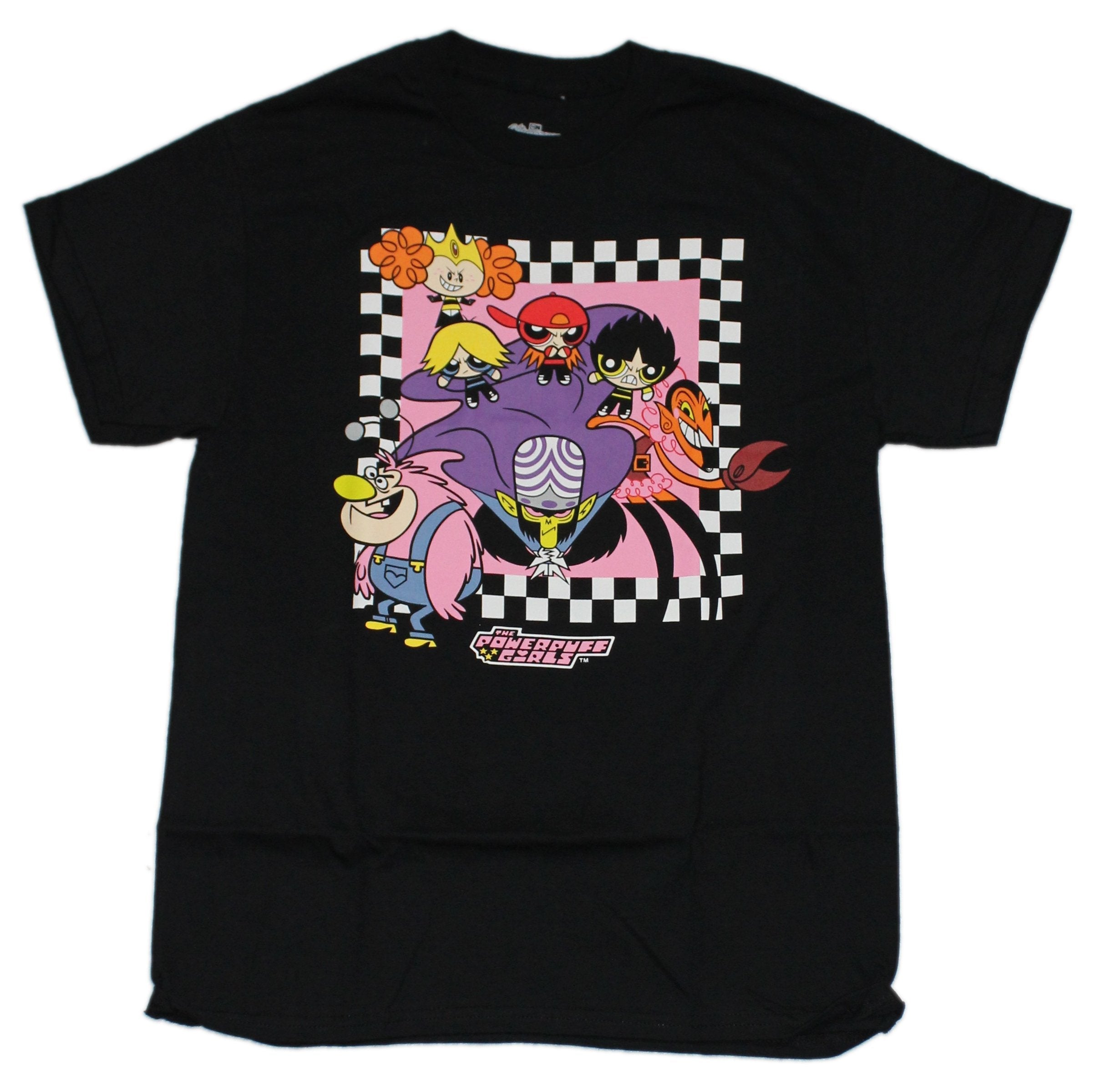 Powerpuff Mens T-Shirt - Girls & Mojo Jojo in Checkered Frame Hoodie, Sweatshirt | CiraTrend.com