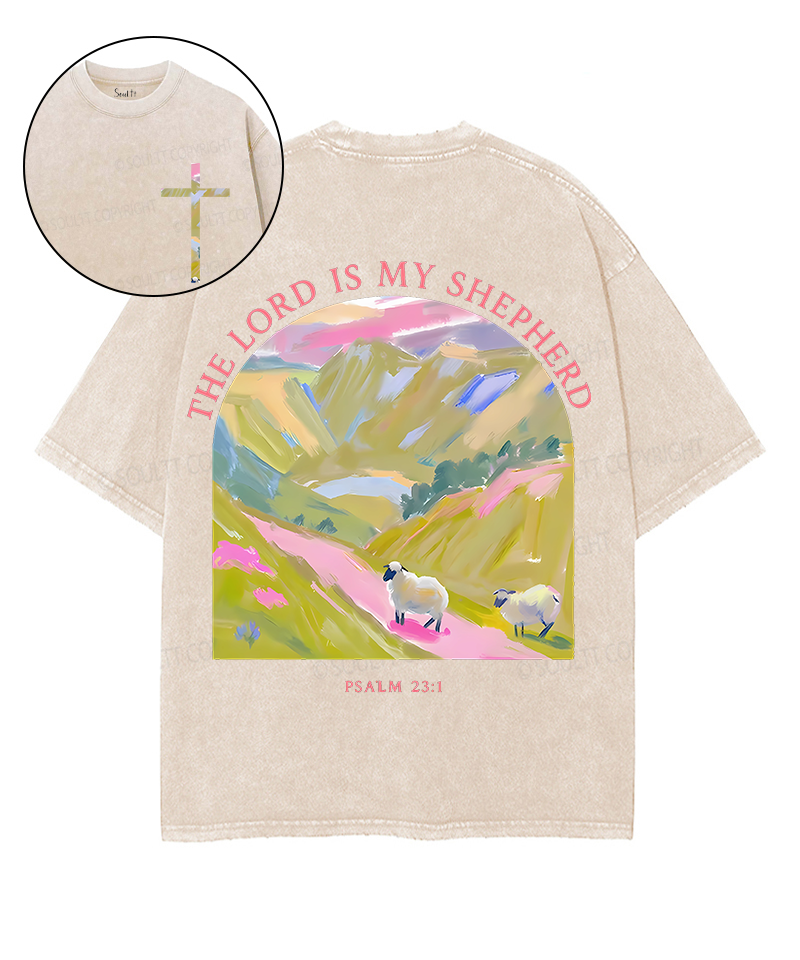 The Lord My Shepherd Double Sided Unisex Washed Christian T-shirt Hoodie, Sweatshirt | CiraTrend.com (Image 1)