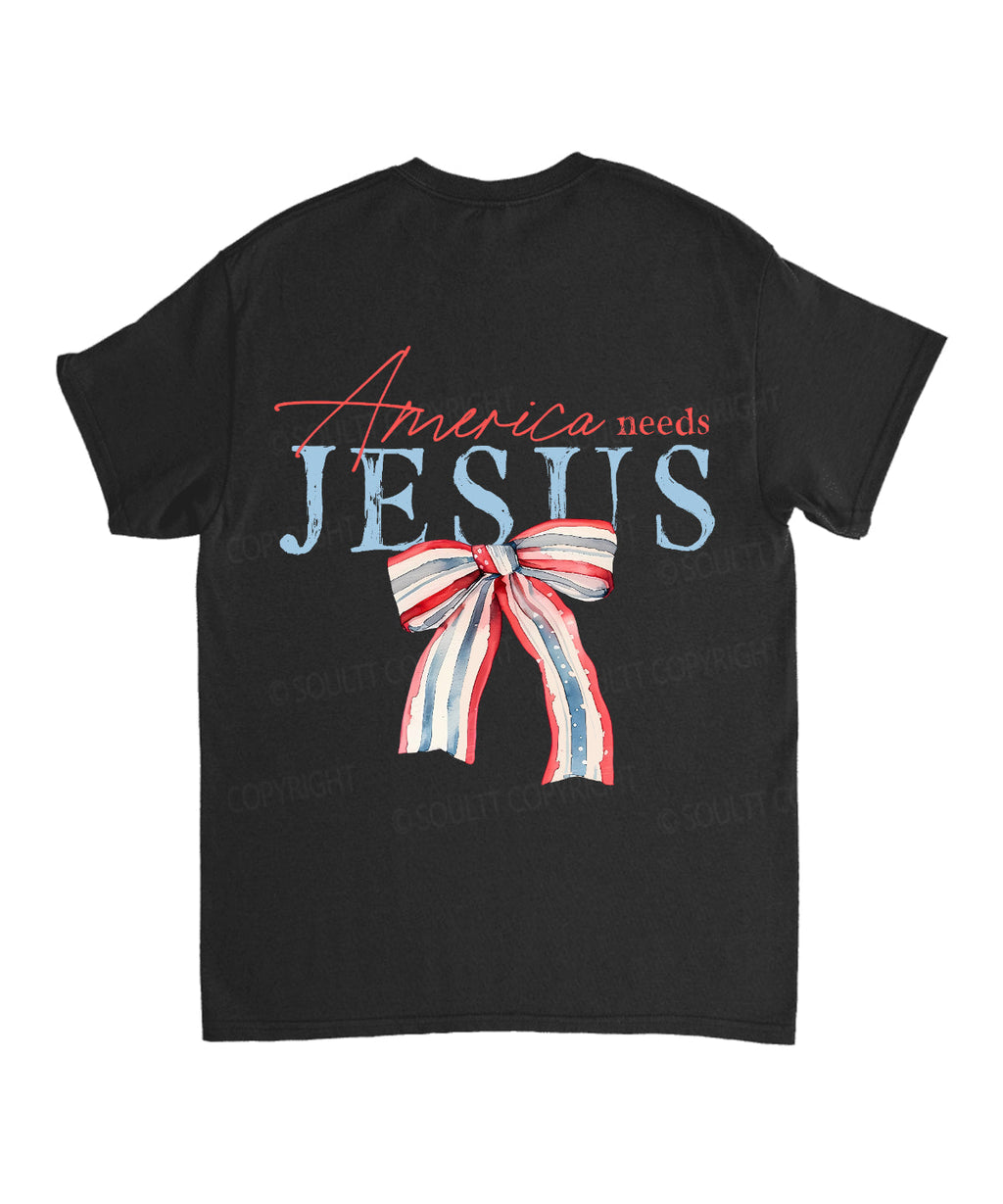America Needs Jesus Double Sided Unisex Cotton Christian T-Shirt Hoodie, Sweatshirt | CiraTrend.com (Image 5)