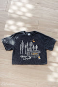 Happy Camper Cropped Mineral Graphic Top