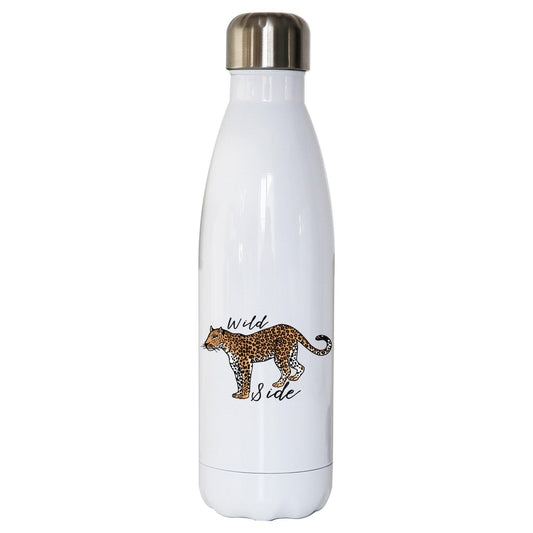 Wildside leopard print illustration graphic design water bottle stainless steel reusable